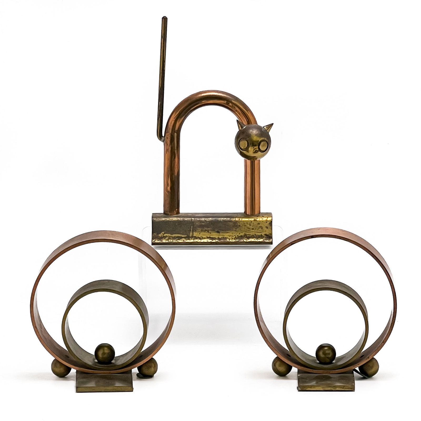 Walter von Nessen - Chase Ring Bookends and Cat Doorstop, Group of 3 (1 of 7)