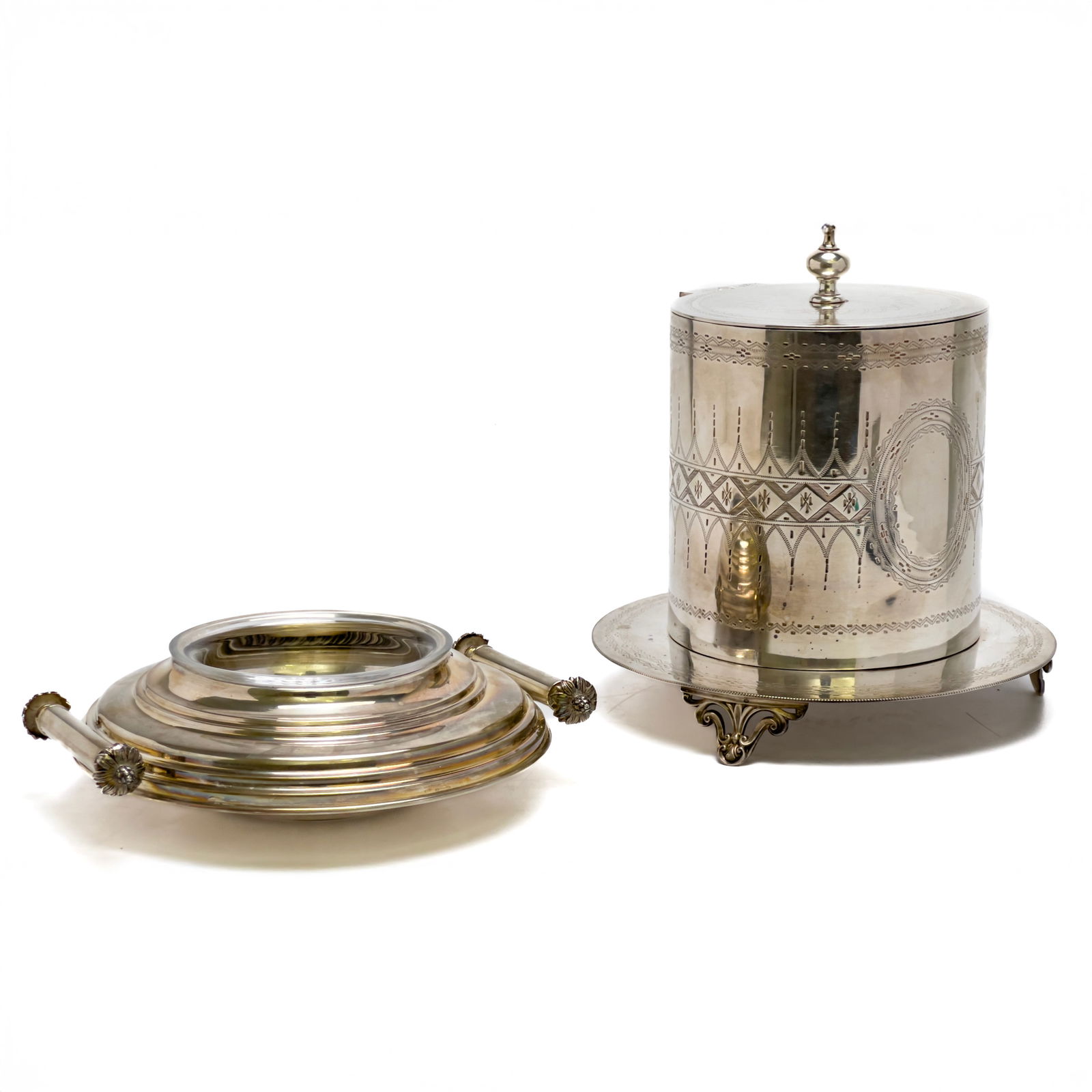 Silver Plate Caviar Dish and Biscuit Box (1 of 4)