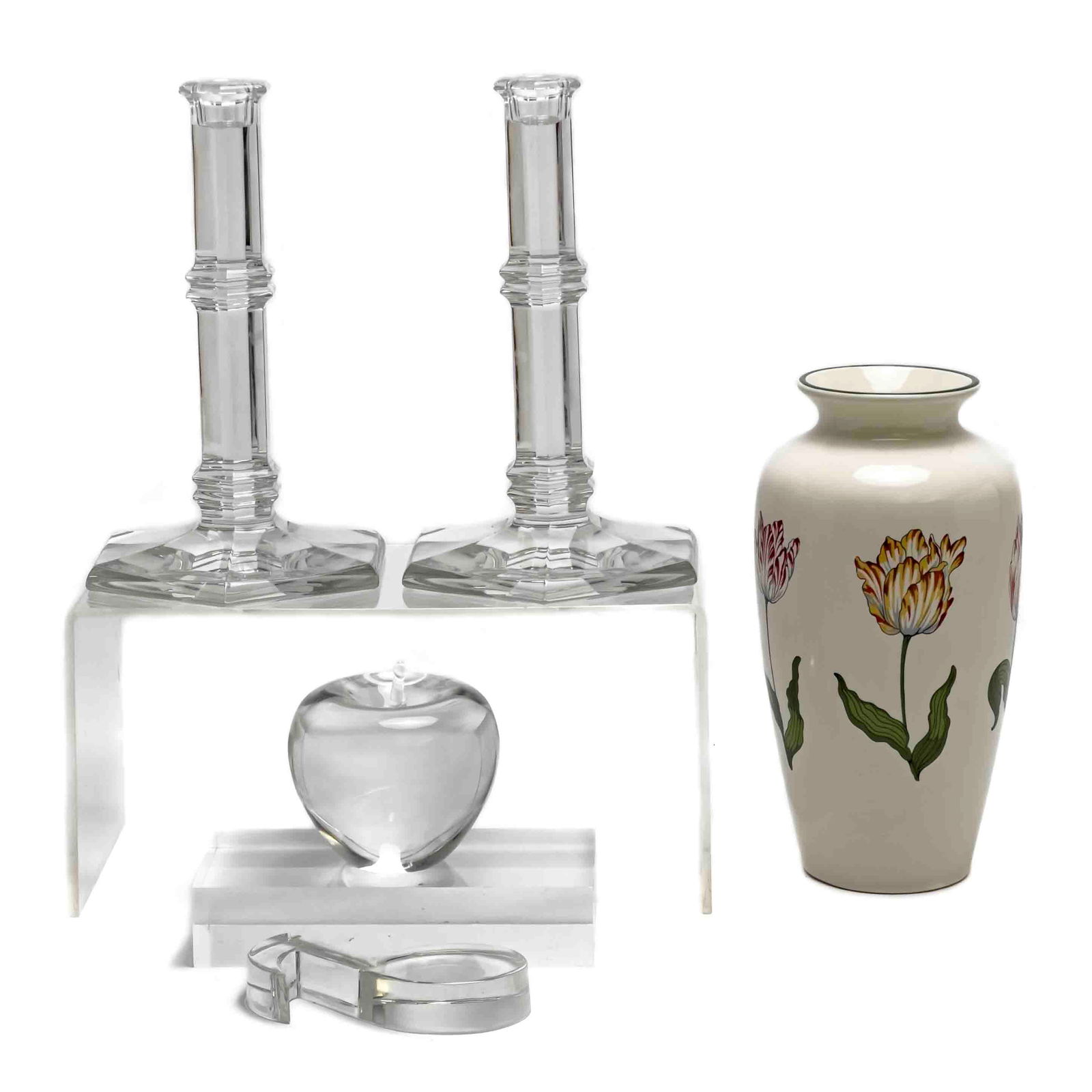 Tiffany & Co. - Vase, Candle Holders, and Paperweights, Group of 5 (1 of 7)