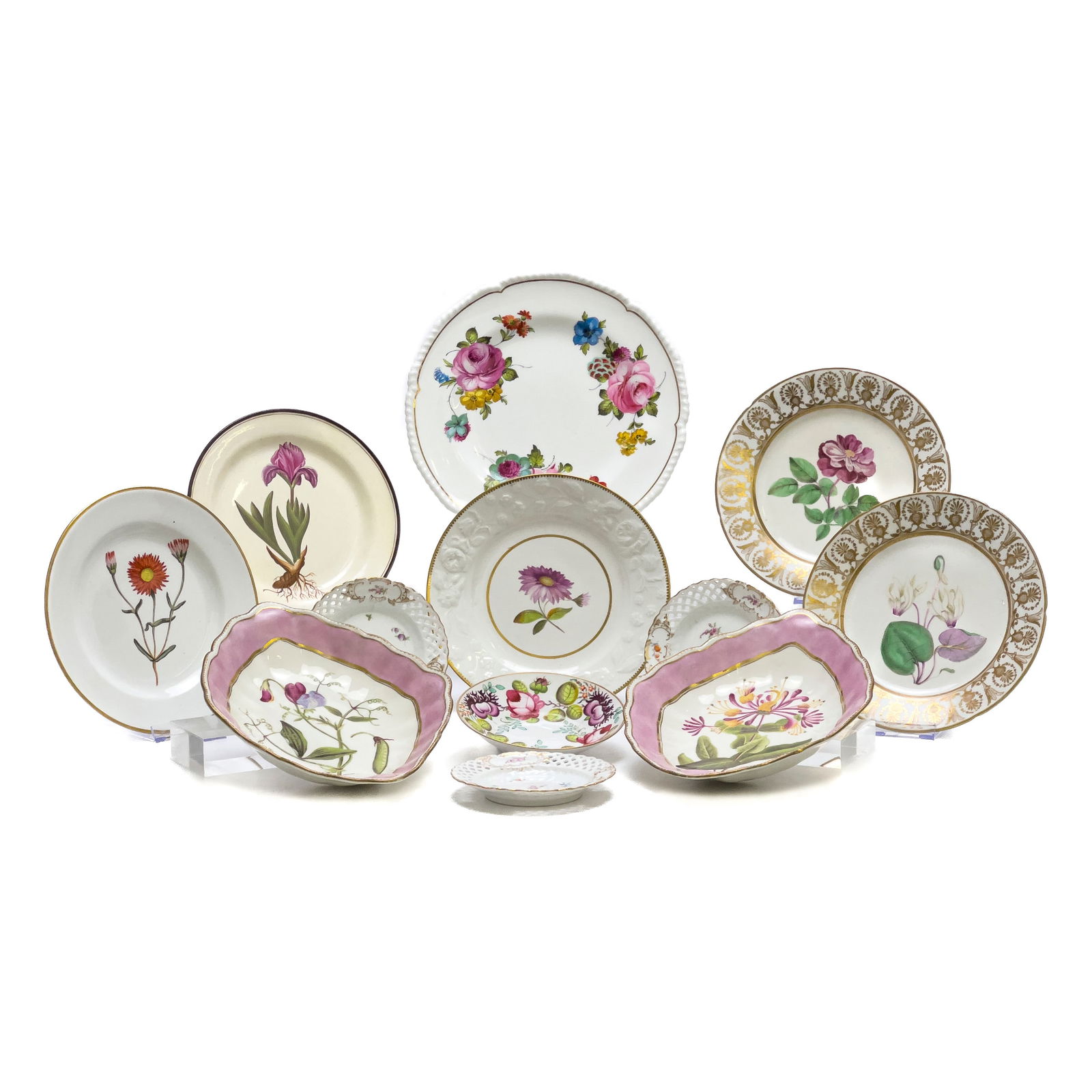 Hand Painted and Gilt Floral China, Group of 12 (1 of 7)