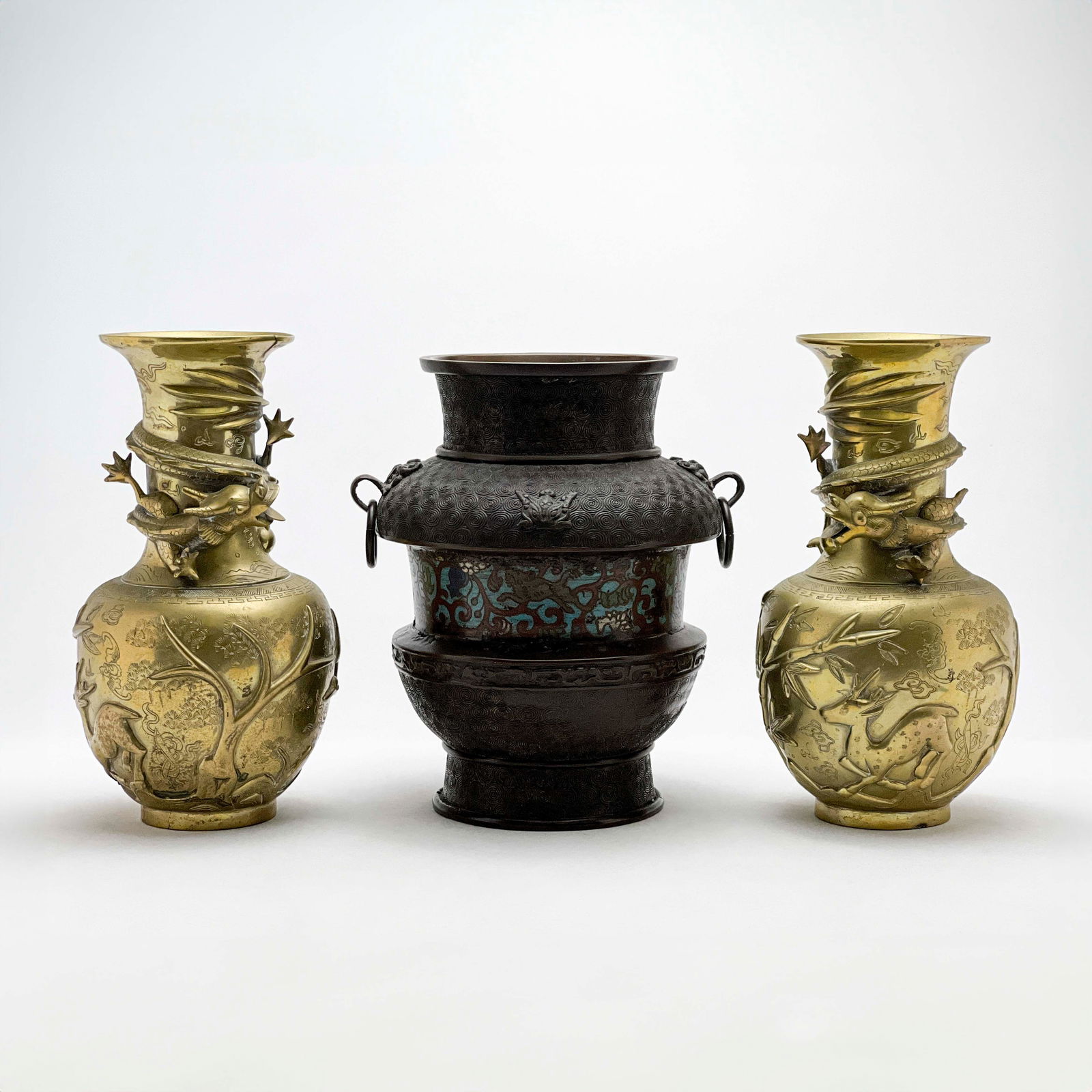 Chinese Brass and Bronze Vases, Group of 3 (1 of 5)