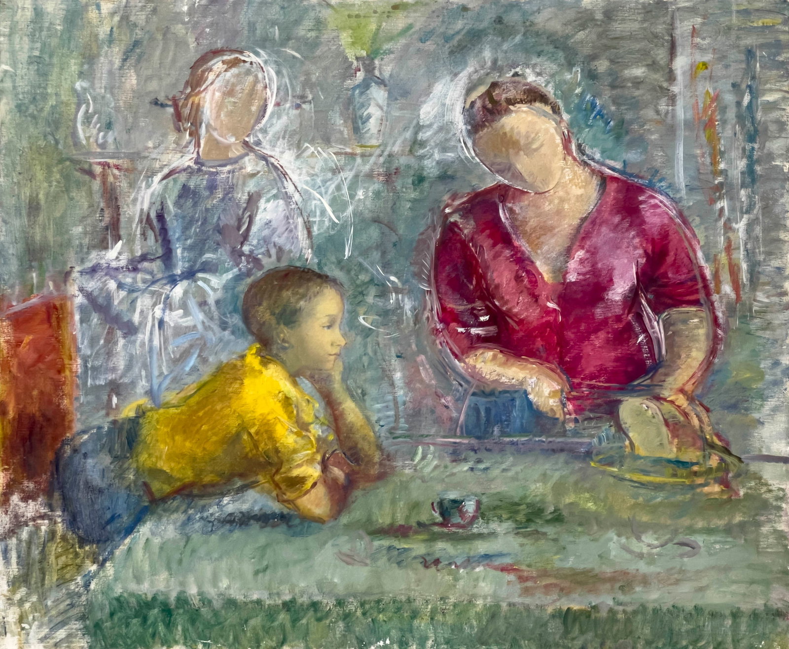 Clara Klinghoffer - Hilda and her Family: Lot 49 Clara Klinghoffer British/American (1900-1970) Hilda and her Family oil on canvas 20 x 24 inches unframed Provenance: From the Estate of Clara Klinghoffer
