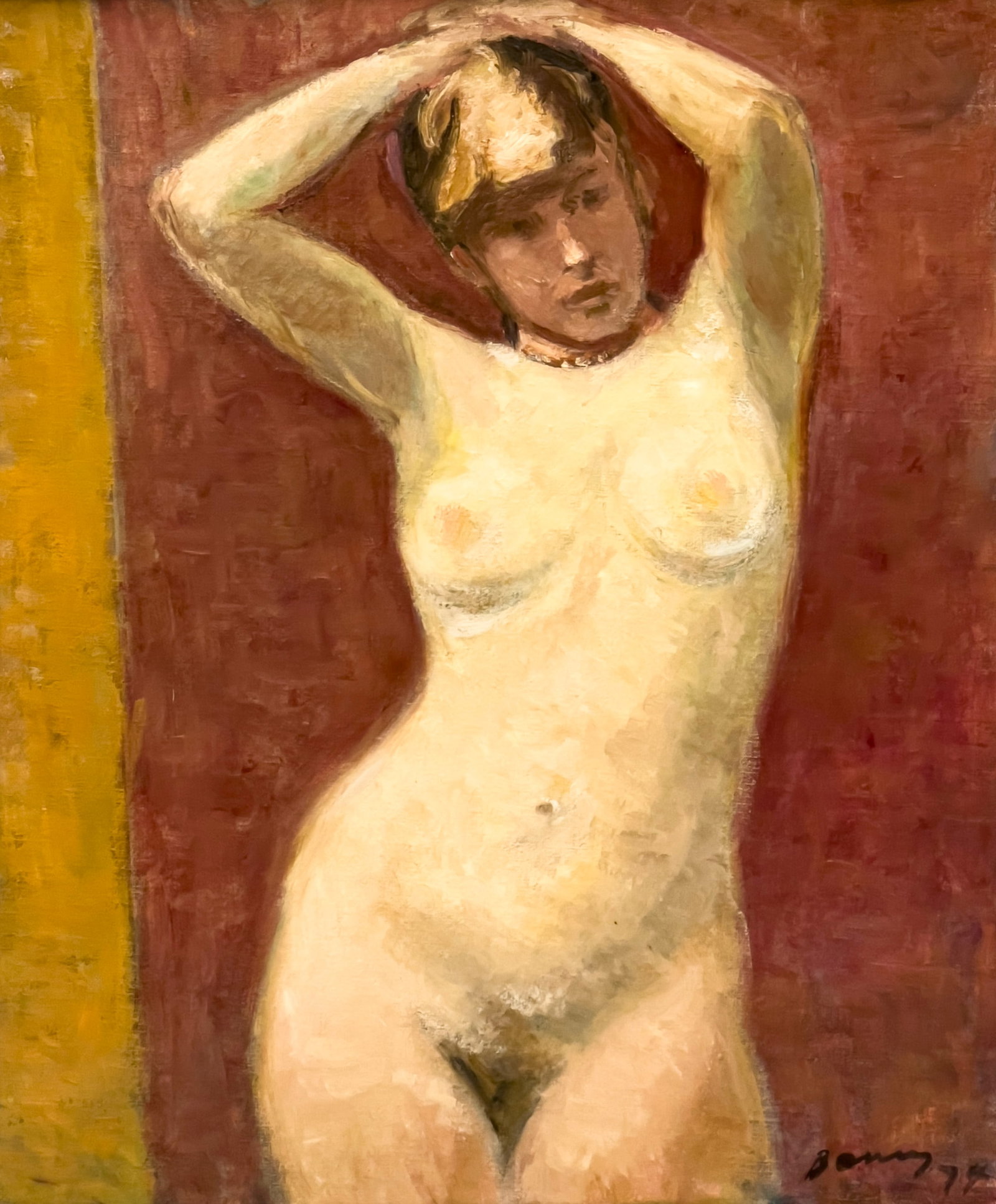 Albert Bela Bauer - Untitled (Nude Woman): Lot 88 Albert Bela Bauer Hungarian-American (1899-1998) Untitled (Nude Woman) (1974) oil on canvas signed lower right 24 x 20 inches overall dimensions: 32 x 28 x 2 inches, wood frame Provenance: From