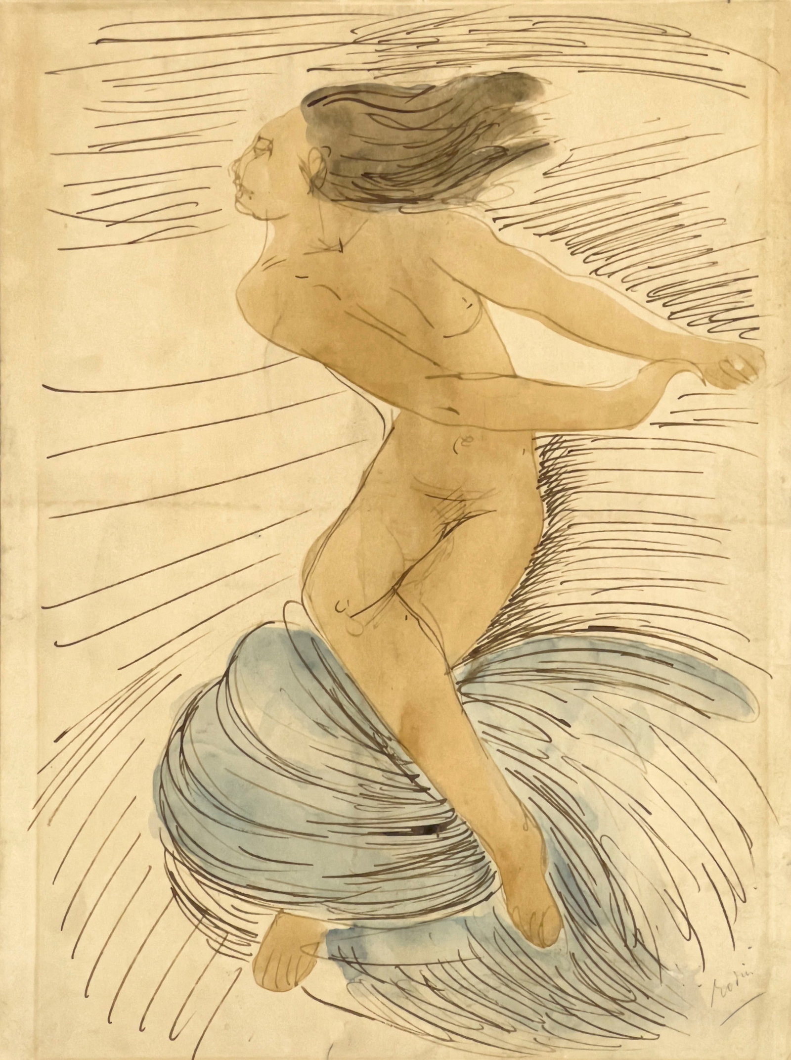 Untitled (Nude), Bears Signature ”Rodin”: Lot 89 Untitled (Nude), Bears Signature ”Rodin” watercolor and ink on paper signed ”Rodin” lower left sheet: 14 3/4 x 19 3/4 inches unframed Provenance: Private NY Collection