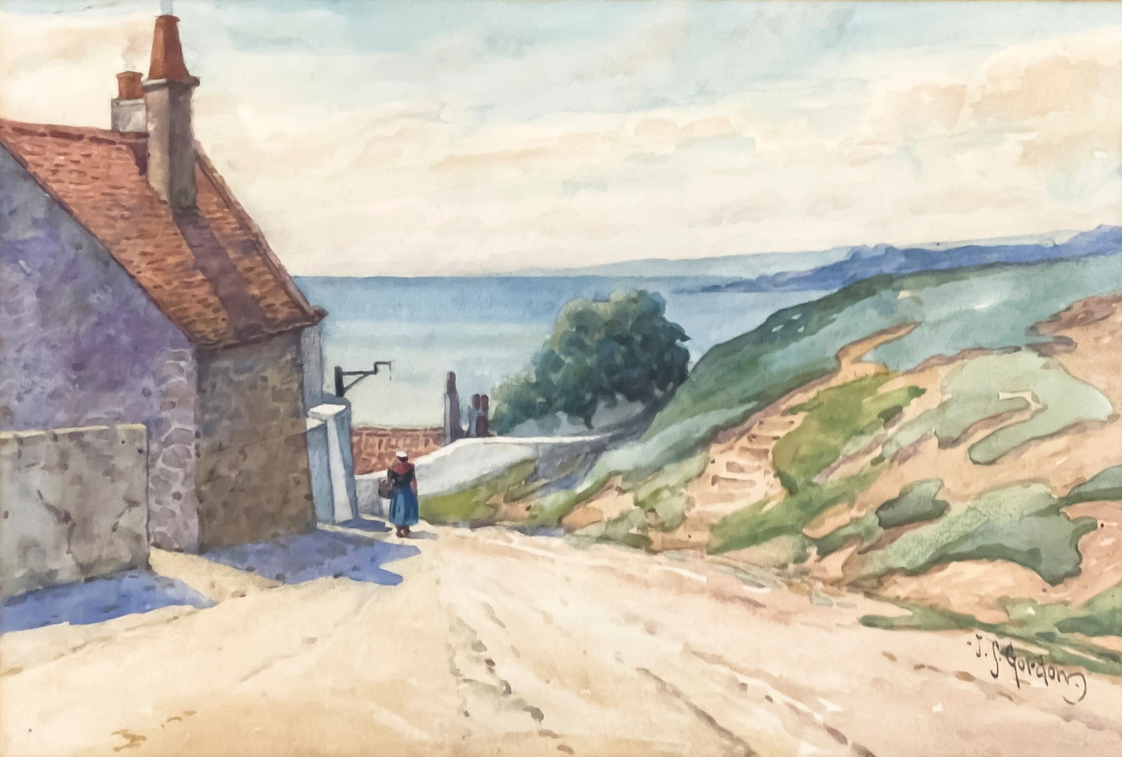 John Sloan Gordon - Untitled (Coastal Village): Lot 138 John Sloan Gordon Canadian (1868-1940) Untitled (Coastal Village) (20th century) watercolor on paper signed lower right sight: 9 1/4 x 13 1/4 inches overall dimensions: 14 x 18 x 1 inches, woo