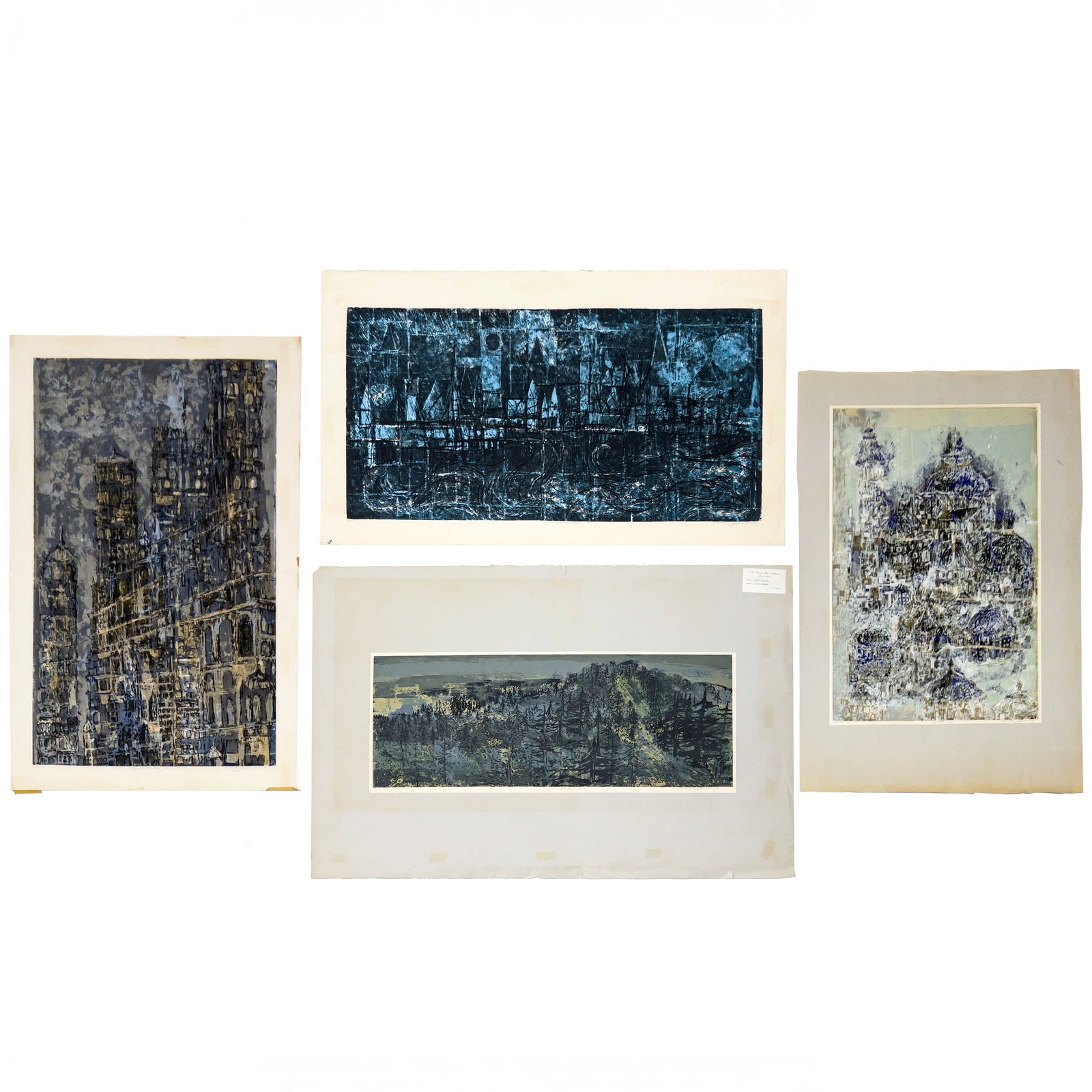 Dorothy Louise Bowman - Abstracted Cityscapes and Landscape, 4 Editions: Lot 137 Dorothy Louise Bowman American (b. 1927) Abstracted Cityscapes and Landscape, 4 Editions serigraph Include Rain Lit Pier, Of Concrete and Steel No. 1, Vignette City, and South Range #2 each si