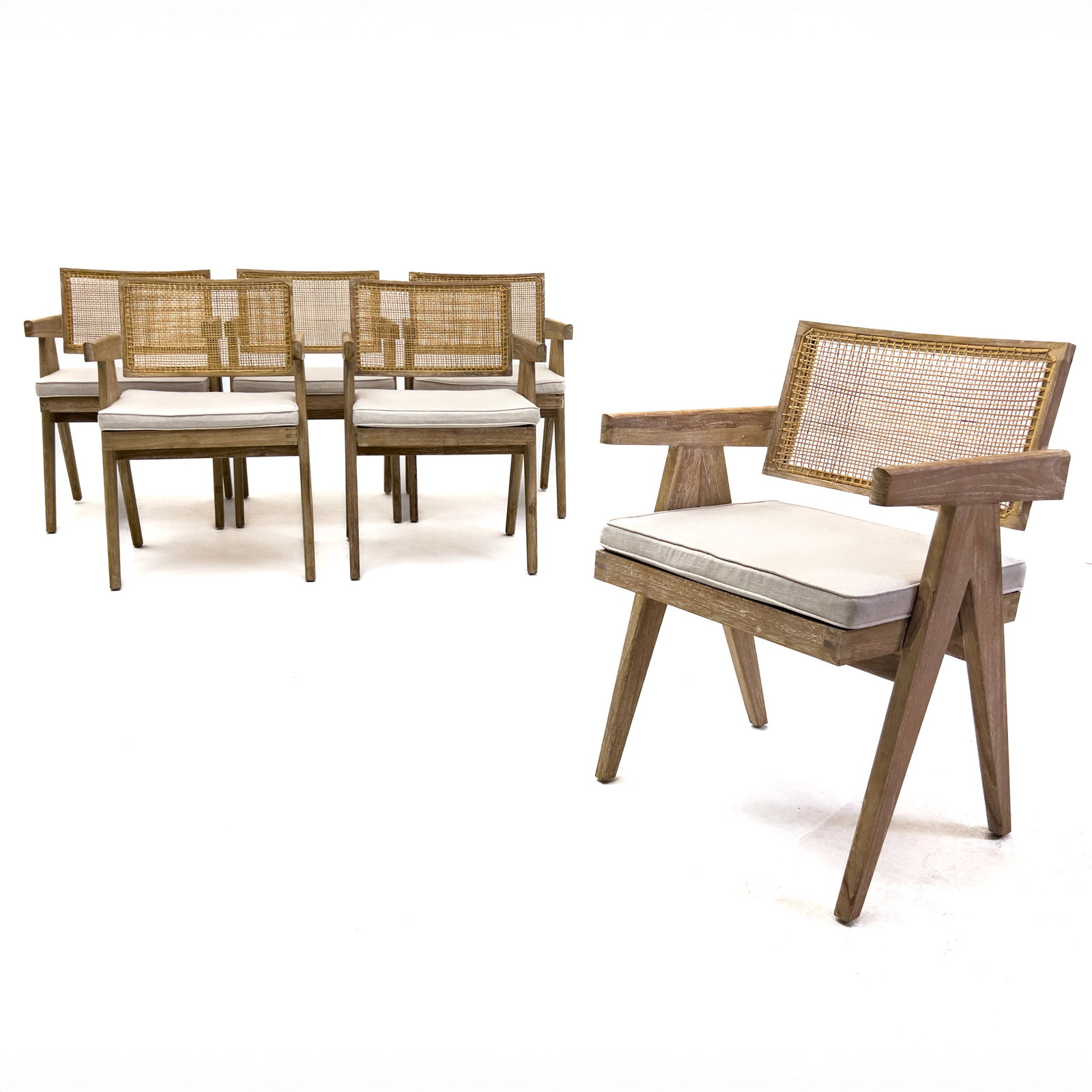 Pierre Jeanneret Style Dining Chairs, Group of 6 (1 of 9)