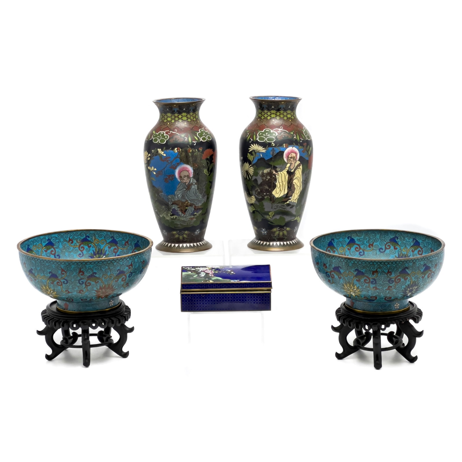 Asian Cloisonné Vessels, Group of 5 (1 of 13)