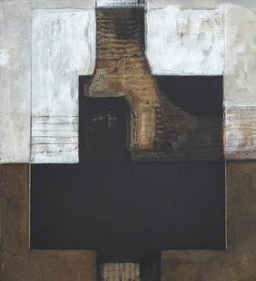 Unknown Artist - Abstract Composition: Lot 100 Unknown Artist (XX/XXI) Abstract Composition (1999) oil on paper signed upper right image: 15 x 14 inches overall dimensions: 26 1/4 x 20 1/4 x 1 inches, wood frame with glazing Provenance: F