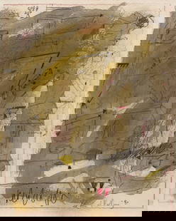 Unknown Artist - Abstract Composition: Lot 104 Unknown Artist (XX/XXI) Abstract Composition (1980) graphite and watercolor on paper signed lower right sight: 10 x 8 inches overall dimensions: 21 1/2 x 19 1/2 x 1 inches, wood frame with gla