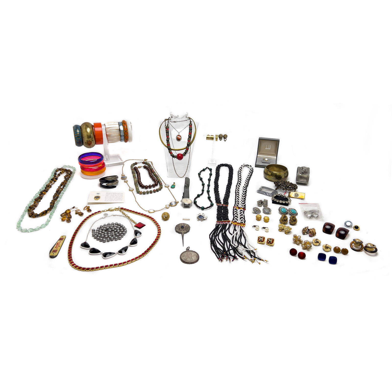 Costume Jewelry, Group of 100+: Lot 244 Costume Jewelry, Group of 100+ Comprised of necklaces, earrings, brooches, bangles, bracelets and other accessories necklace length (longest): 33 inches Provenance: From the Estate of Mr. & M