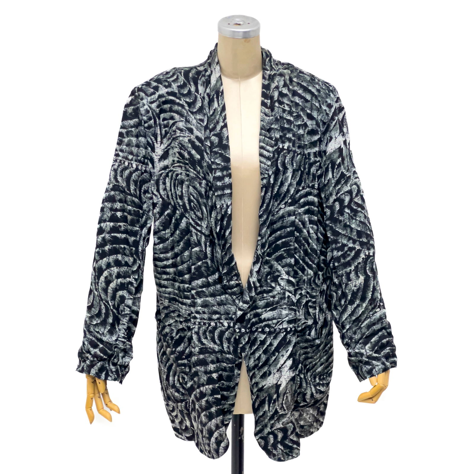 Yohji Yamamoto - Black and White Pattern Blazer: Lot 351 Yohji Yamamoto Japanese (b. 1943) Black and White Pattern Blazer rayon Black and white pattern blazer, size medium, 100% rayon with label Capsule offers in-house packing & shipping for fashion