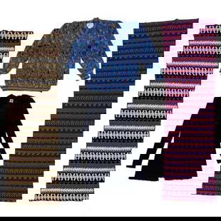 Missoni - Sweaters and Scarves, Group of 4: Lot 419 Missoni Italian Manufacturer (Founded 1953) Sweaters and Scarves, Group of 4 viscose, merino wool, elastane Comprising one black cardigan, one multicolored blue sweater, and two patterned scar