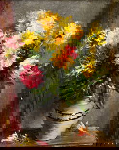 Douglass Ewell Parshall - Untitled (Still Life with Flowers): Lot 3 Douglass Ewell Parshall American (1899-1990) Untitled (Still Life with Flowers) oil on canvas signed lower left 30 x 24 inches overall dimensions: 37 x 31 x 2 1/2 inches, wood frame Provenance:
