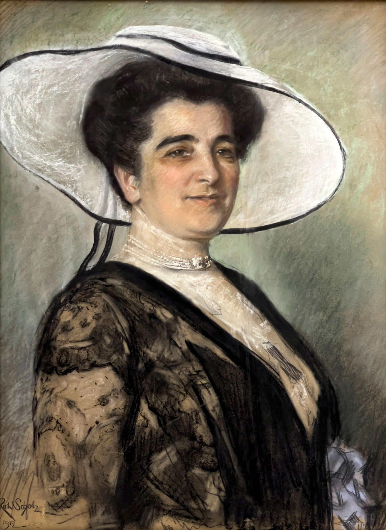 Richard Scholz - Untitled (Portrait of a Woman): Lot 9 Richard Scholz German (1860-1939) Untitled (Portrait of a Woman) (1912) pastel on board signed lower left 31 x 23 inches overall dimensions: 36 x 28 x 2 inches, wood frame Provenance: The Estate