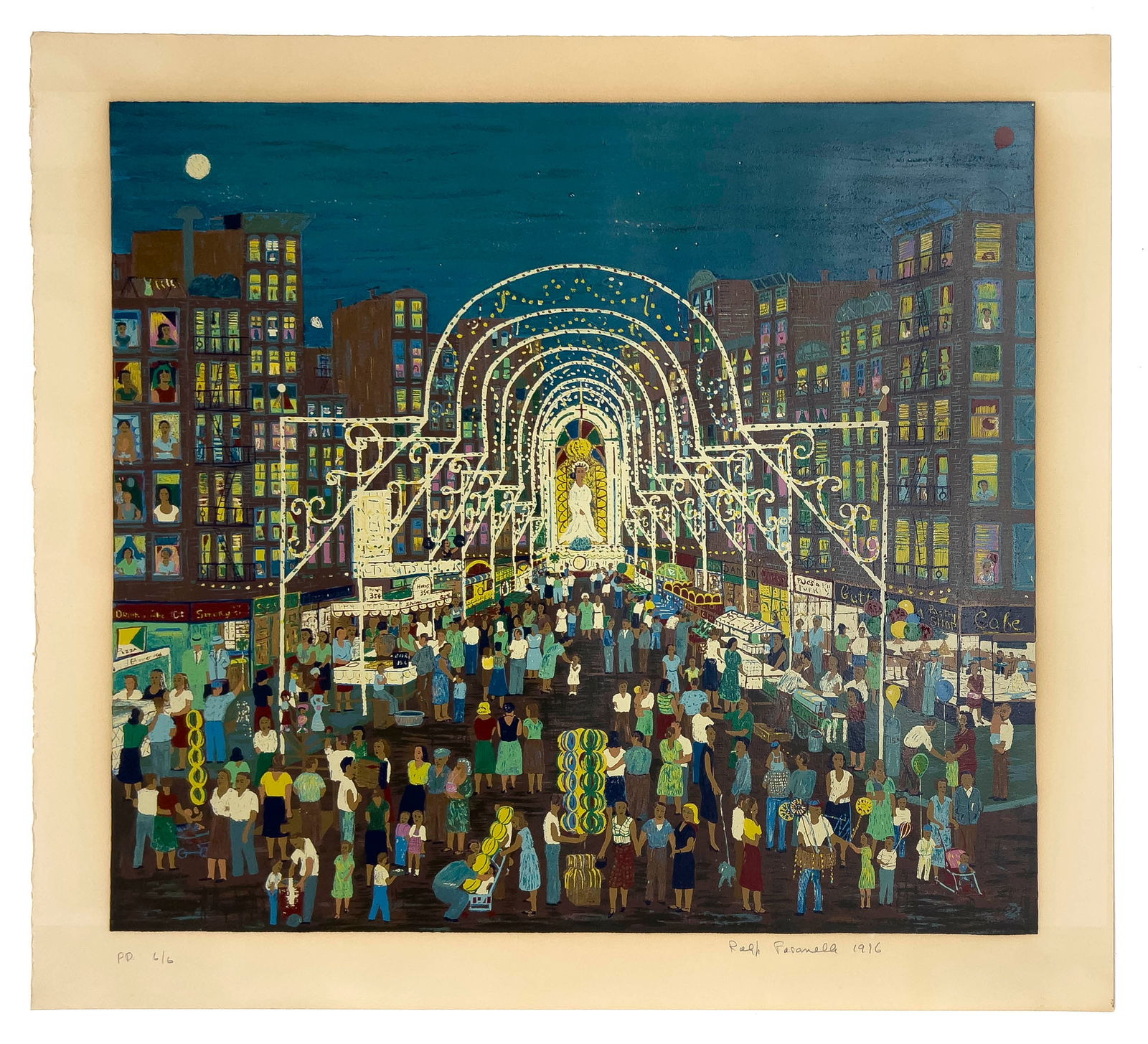Ralph Fasanella - San Gennaro: Lot 30 Ralph Fasanella American (1914-1997) San Gennaro (1996) silkscreen signed lower right, editioned PP. 6/6 image: 25 x 28 inches sheet: 29 1/4 x 32 3/4 inches unframed Provenance: From the Coll