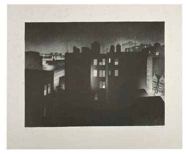 William Behnken - Night Glow: Lot 38 William Behnken American (b. 1943) Night Glow (1982) lithograph signed lower right, editioned 71/100 image: 12 x 16 inches sheet: 16 3/4 x 20 1/4 inches unframed Provenance: From the Collecti