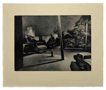 William Behnken - Bronx Night: Lot 45 William Behnken American (b. 1943) Bronx Night (1988) etching signed lower right, editioned 10/25 image: 14 x 19 inches sheet: 20 3/4 x 25 inches unframed Provenance: From the Collection of J