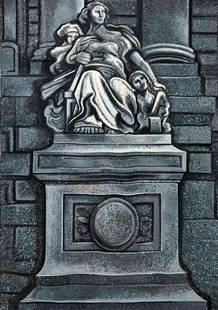 Lowell Nesbitt - N.Y. Customs House (French Sculpture): Lot 113 Lowell Nesbitt American (1933-1993) N.Y. Customs House (French Sculpture) (1982) oil on canvas (unstretched) signed verso 70 x 48 inches unframed Provenance: From the Estate of Lowell Nesbitt