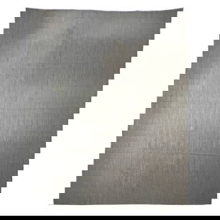 Textured Gray Area Rug, Style of Edward Fields: Lot 132  Textured Gray Area Rug, Style of Edward Fields wool Large textured gray wool area rug, with threads of yellow and blue 13 ft 4 1/2 in x 10 ft 6 in Provenance: Proceeds to benefit City Opera