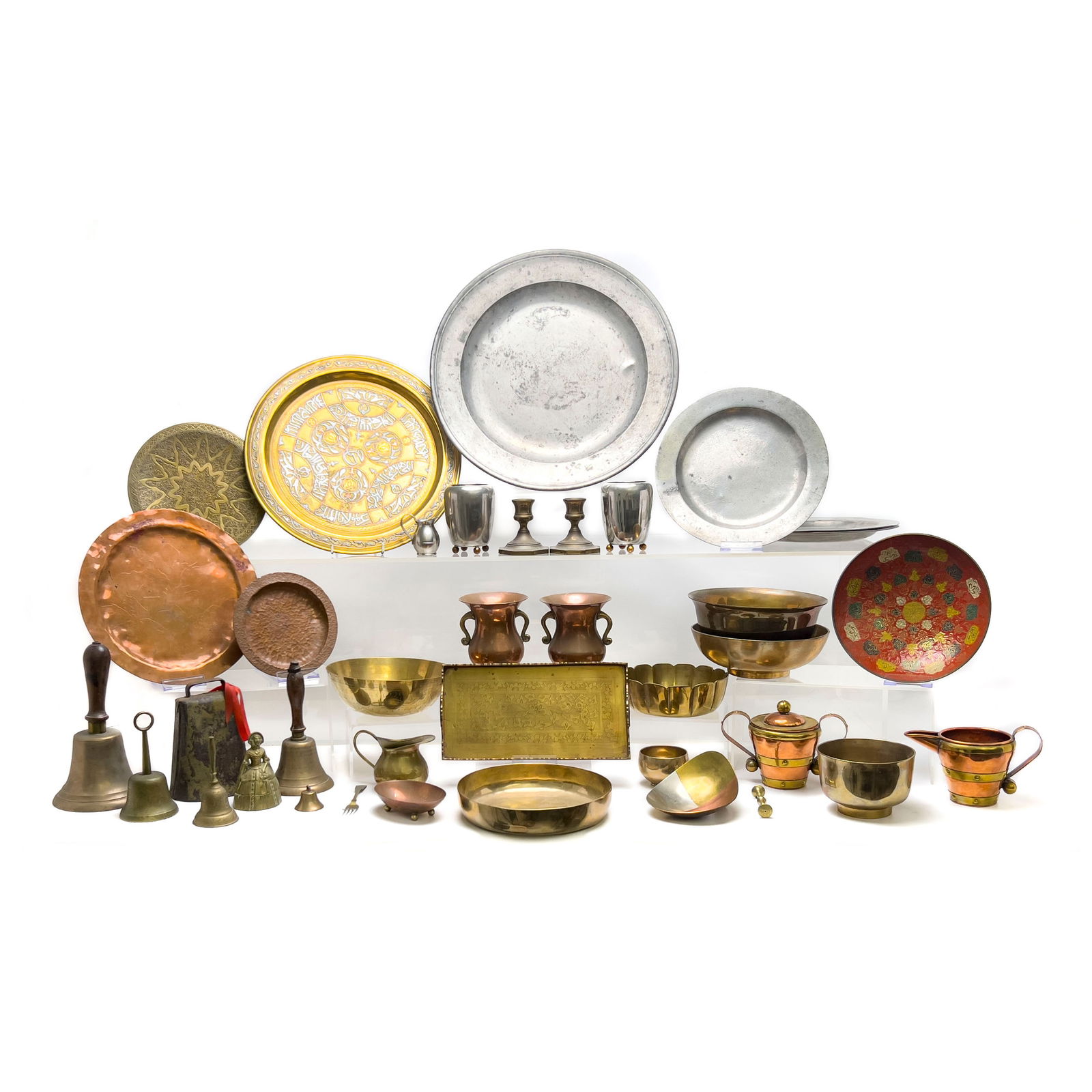 Brass, Copper, and Pewter Serviceware and Accessories, Group of 30+ (1 of 6)