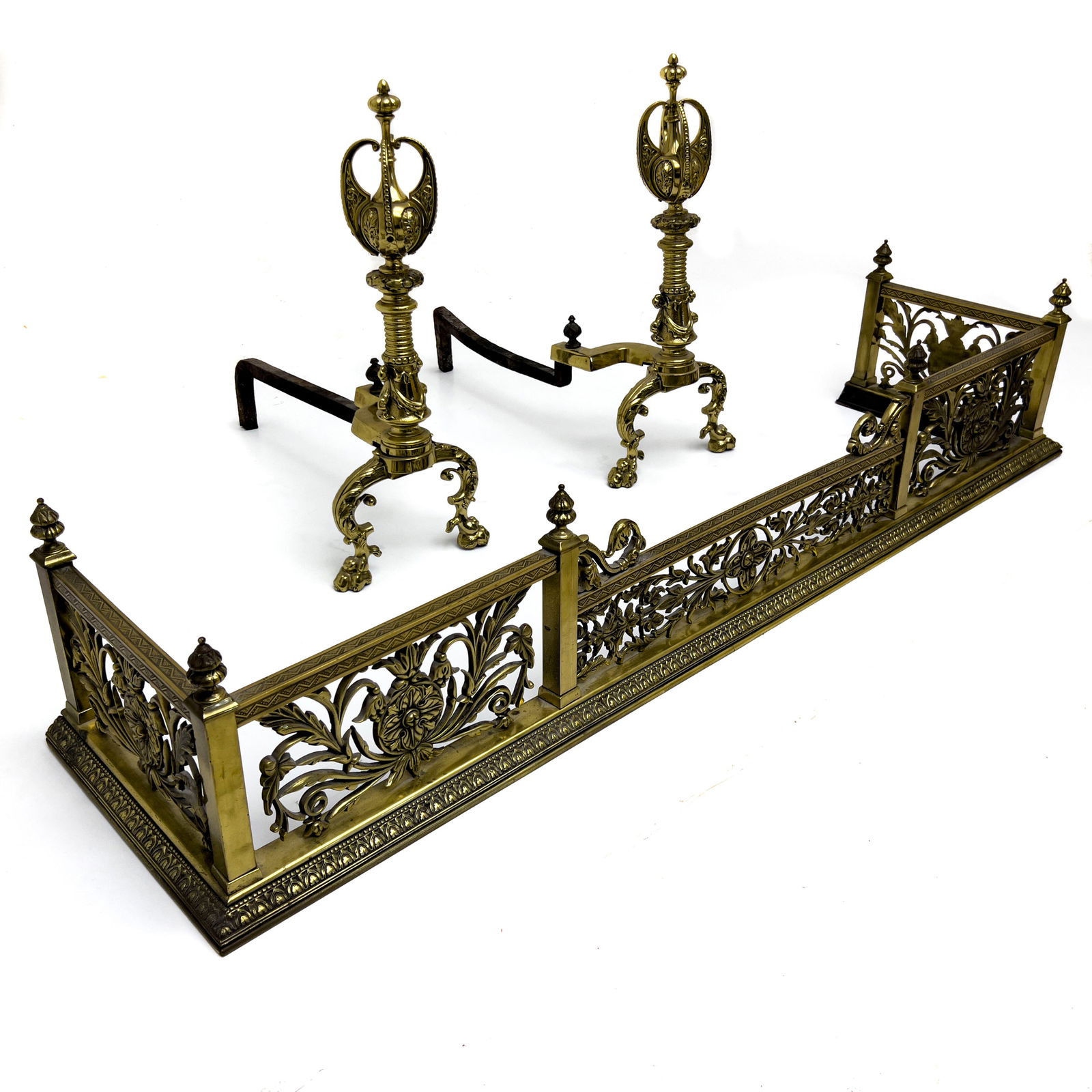 Brass Andirons and Fire Fender (1 of 5)