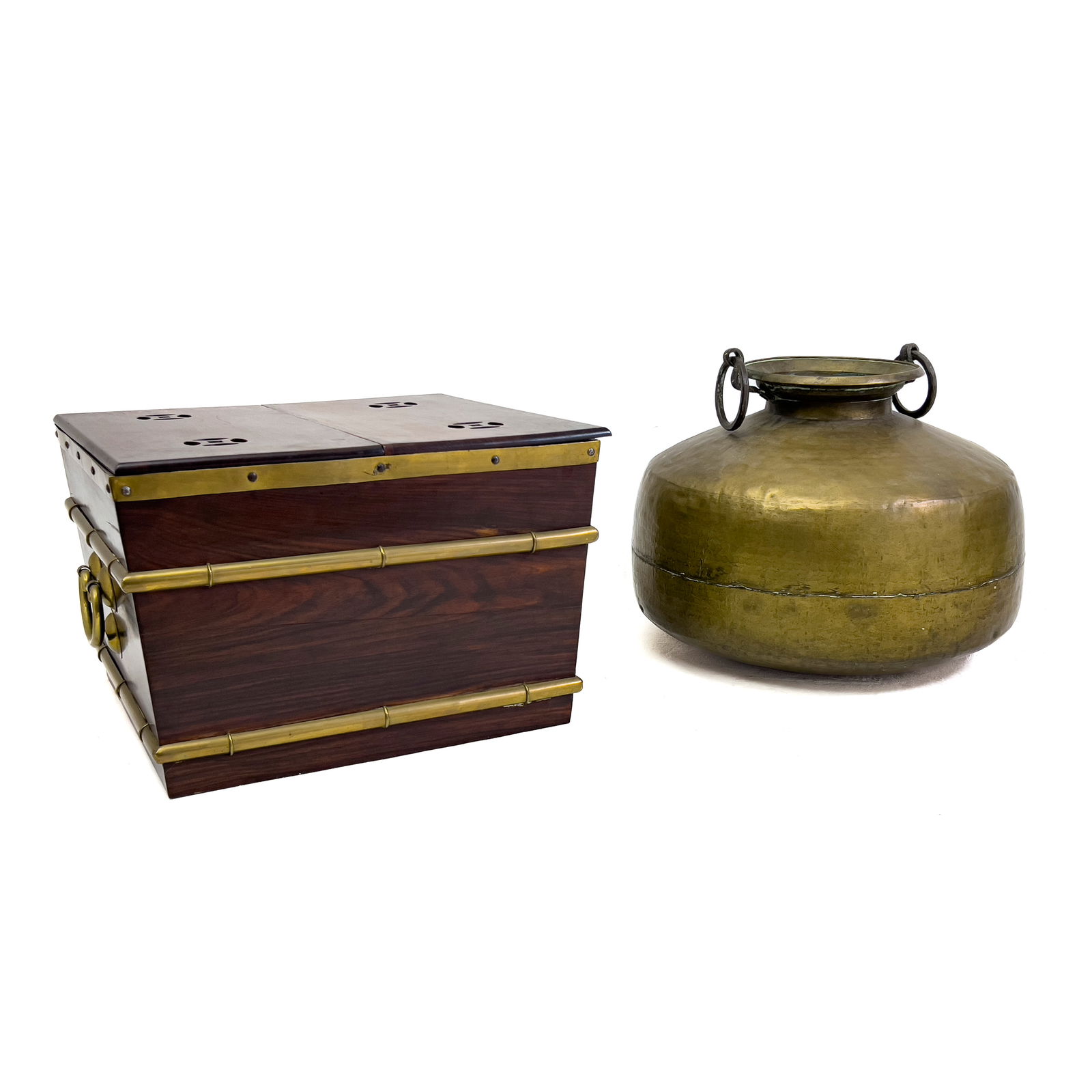 Asian Rosewood Cellaret and Brass Jar (1 of 5)