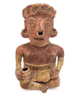 Pre-Columbian Terracotta Seated Figure: Lot 243  Pre-Columbian Terracotta Seated Figure 10 1/2 x 8 x 5 1/2 inches Provenance: From the Estate of Joyce Kootz, wife of Gallerist Sam Kootz