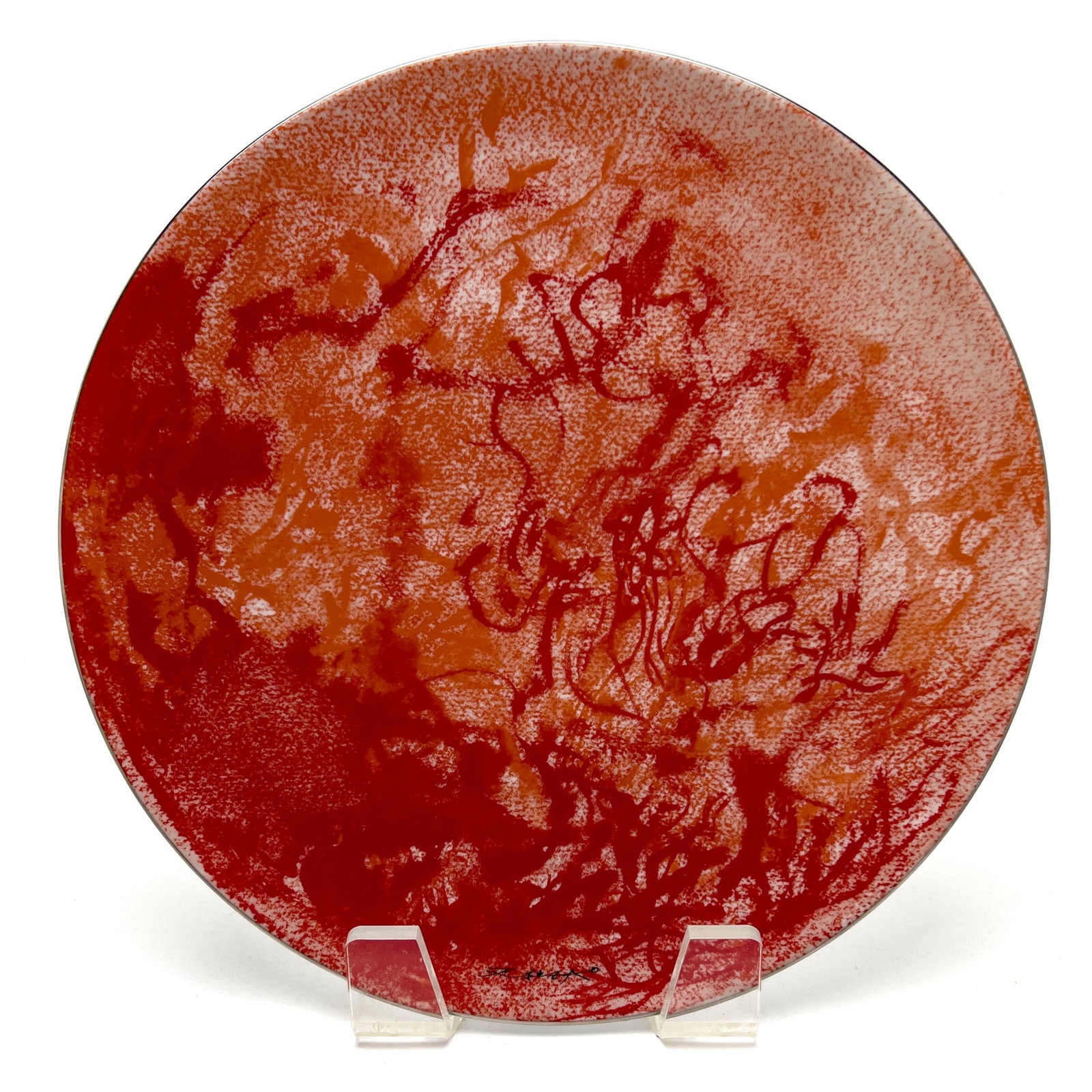 Zao Wou-Ki - Pierre de Feu Plate: Lot 90 Zao Wou-Ki Chinese (1921-2013) Pierre de Feu Plate (2005) porcelain Limited edition porcelain plate designed by Zao Wou-Ki for Bernardaud signature to lower center in glaze, manufacturer's labe