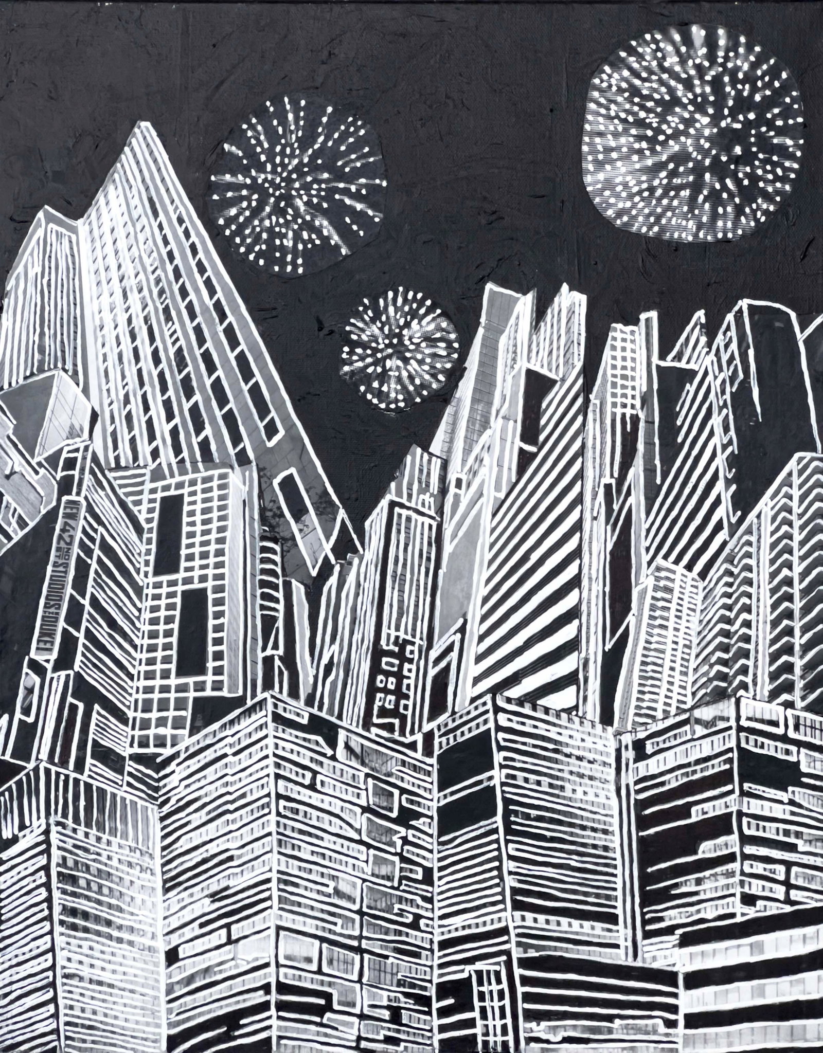 Janet Cooling - Untitled (Cityscape with Fireworks) (1 of 4)
