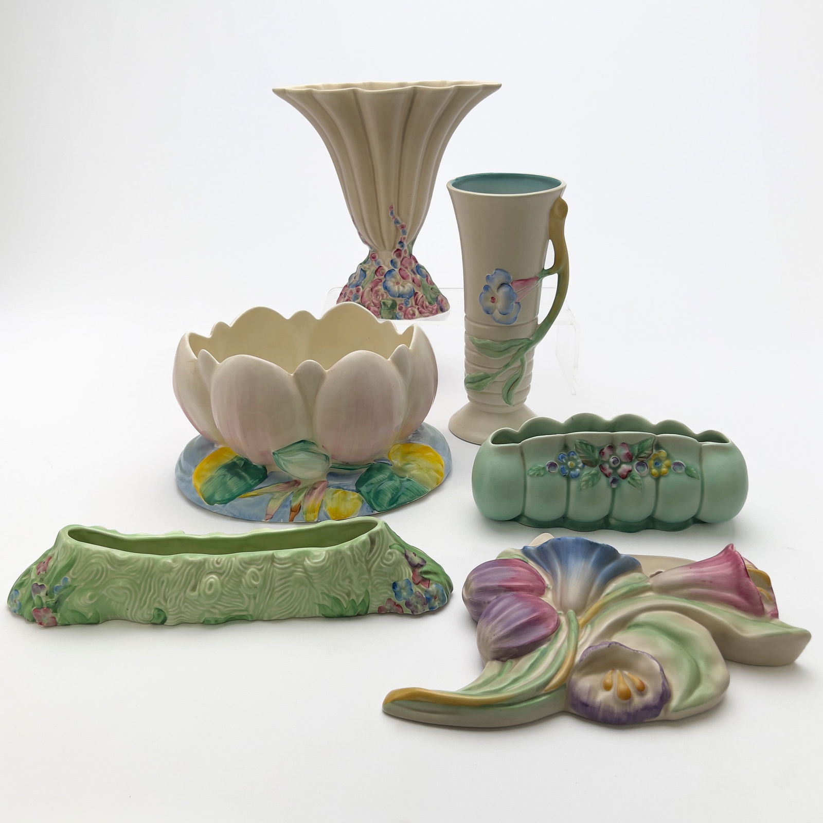 Clarice Cliff - Newport Pottery Ceramic Vessels with Floral Motifs, Group of 6 (1 of 5)