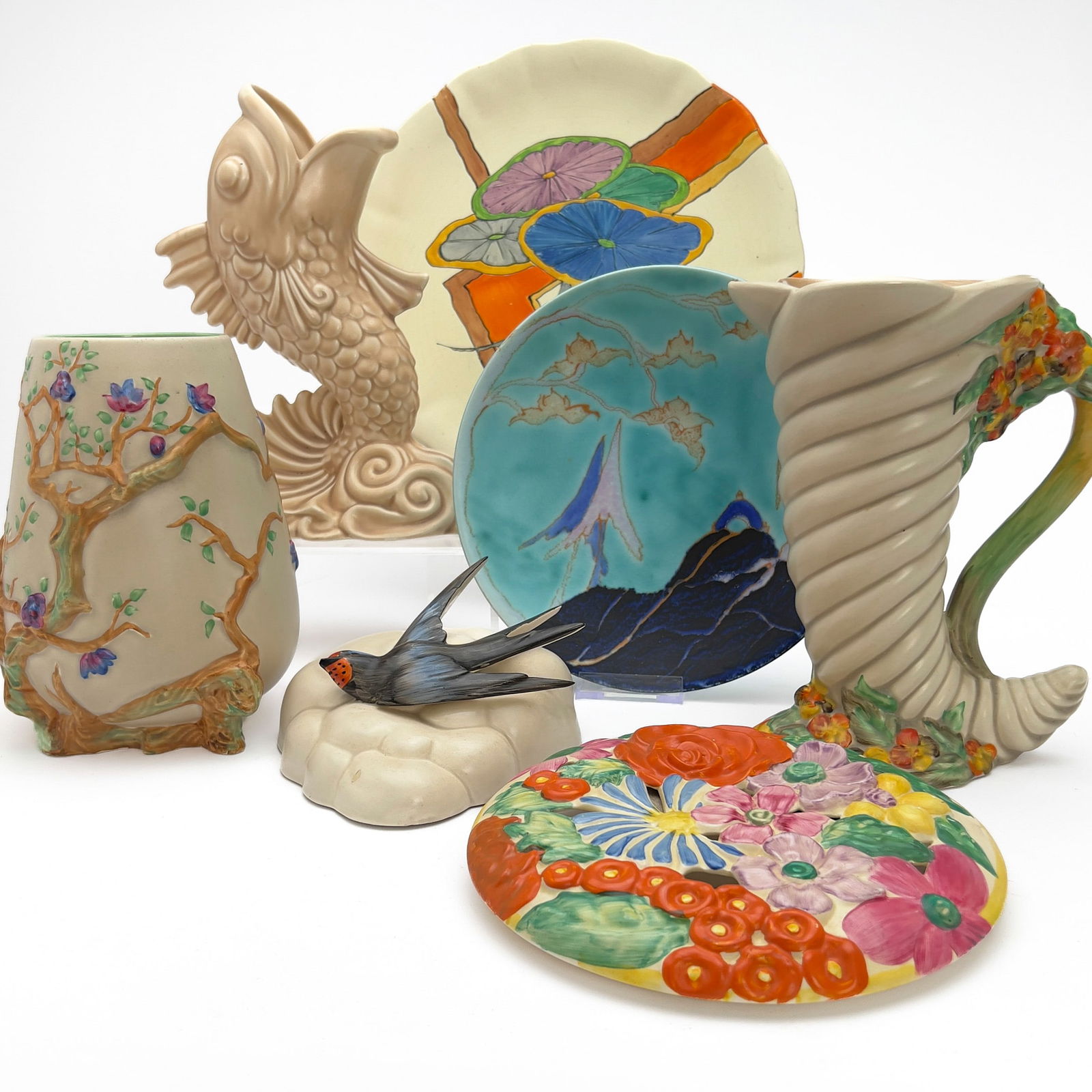 Clarice Cliff - Ceramic Vessels in Various Patterns, Group of 7 (1 of 5)