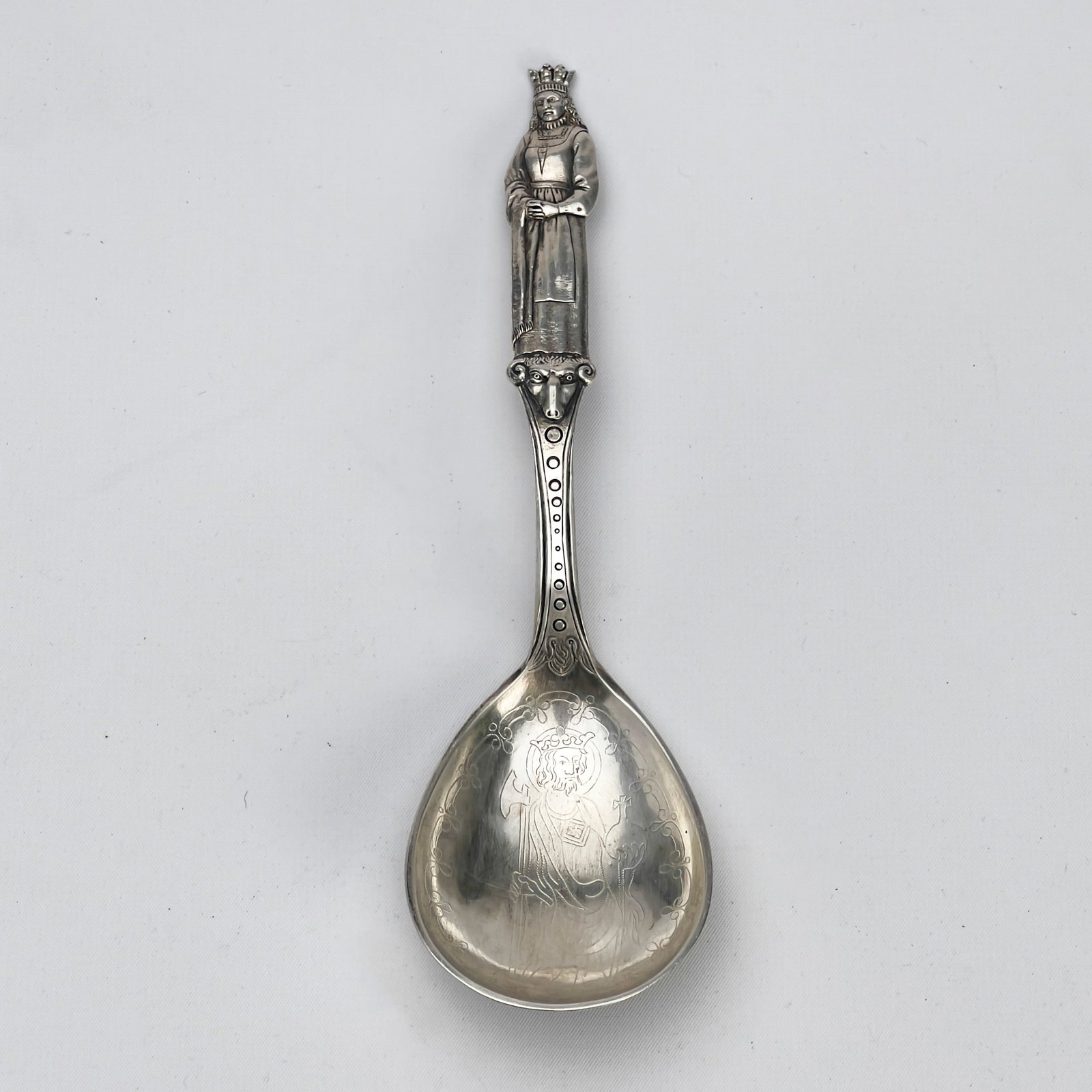 Silver Spoon by Henrik Moller of Trondheim: Lot 140 Silver Spoon by Henrik Moller of Trondheim 830 silver stamped to back 8 inches Provenance: From a Private Collection