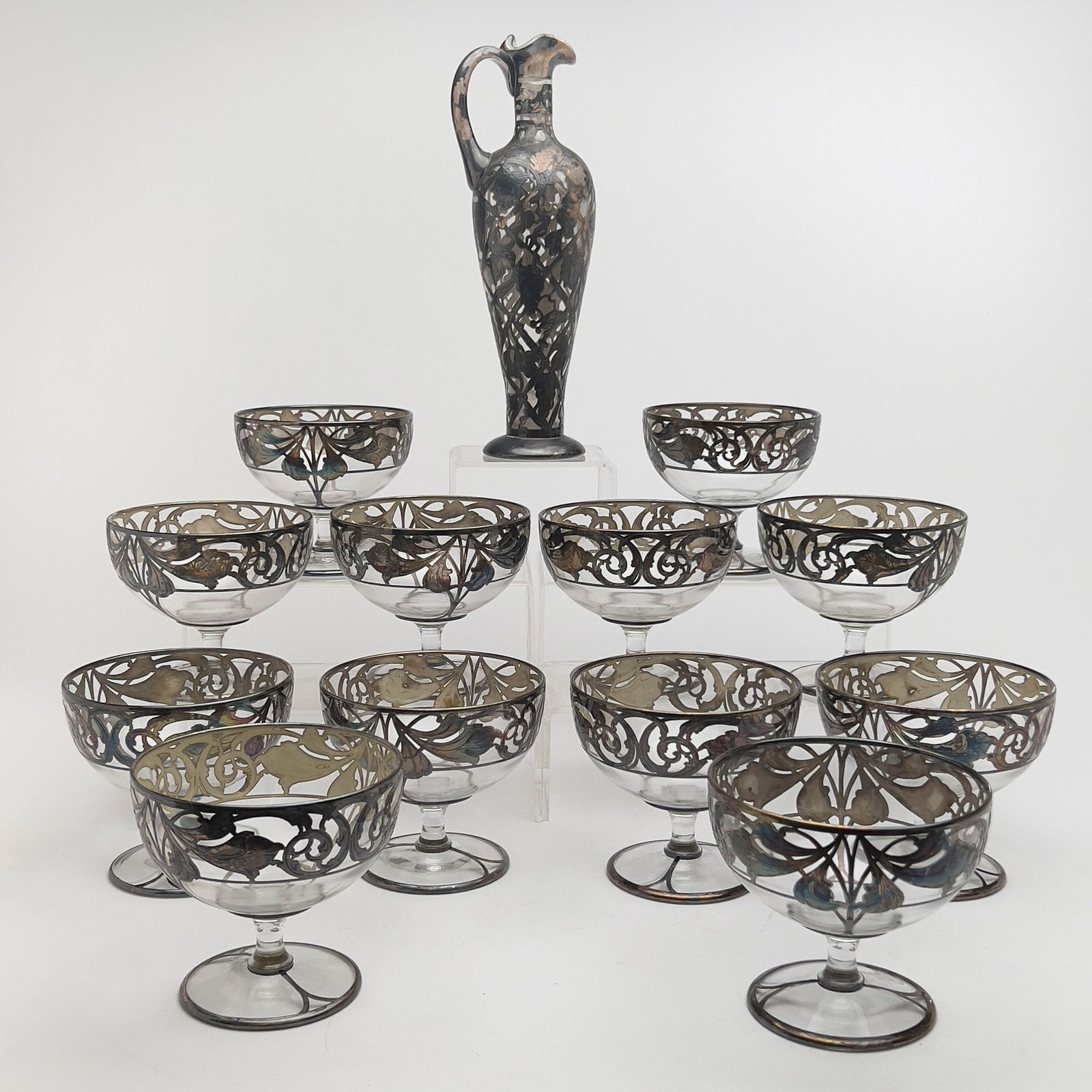 Silver Overlay Dessert Cups and Bottle (1 of 5)