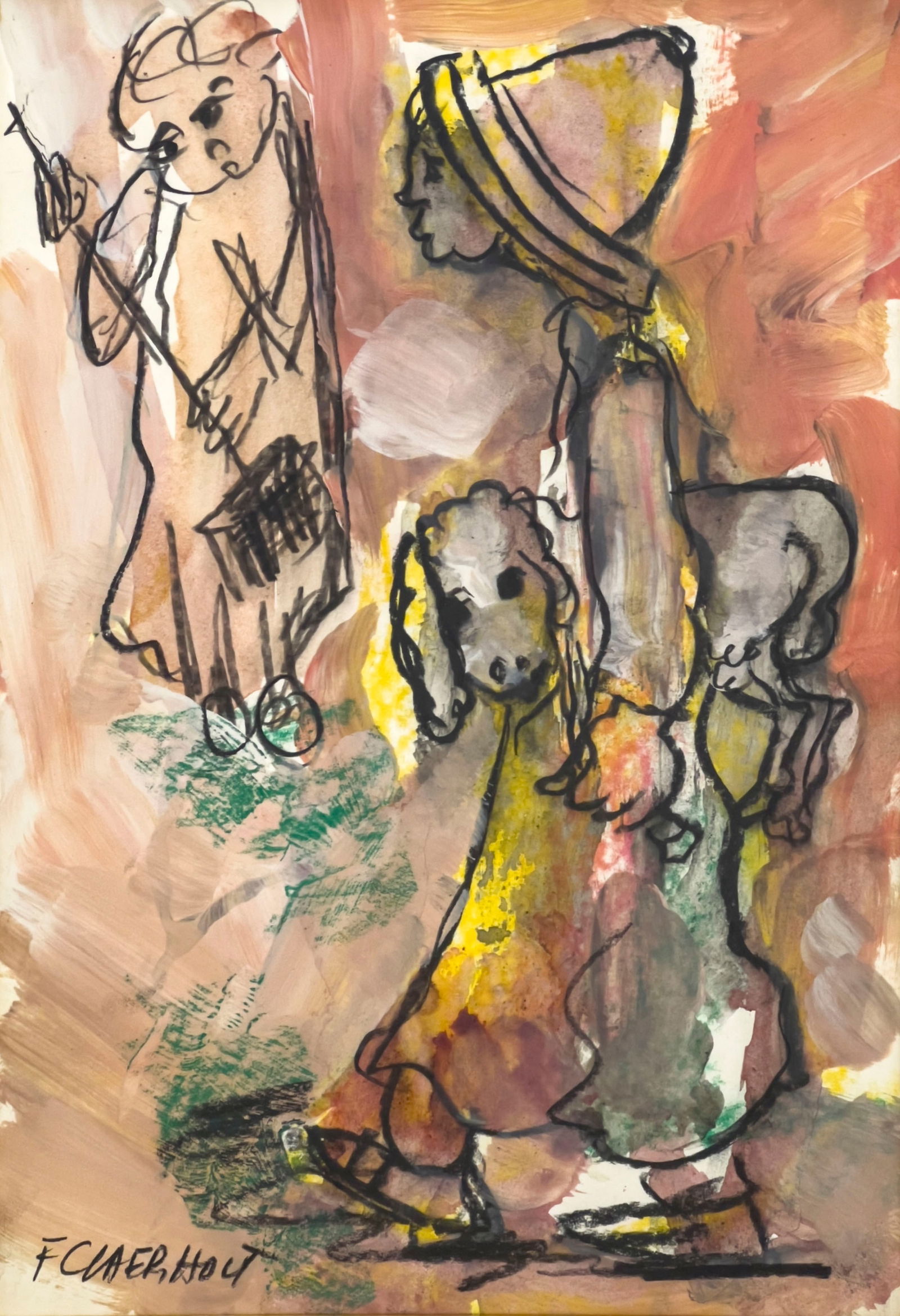 Frans Martin Claerhout - Untitled (Figures with Lamb) (1 of 3)