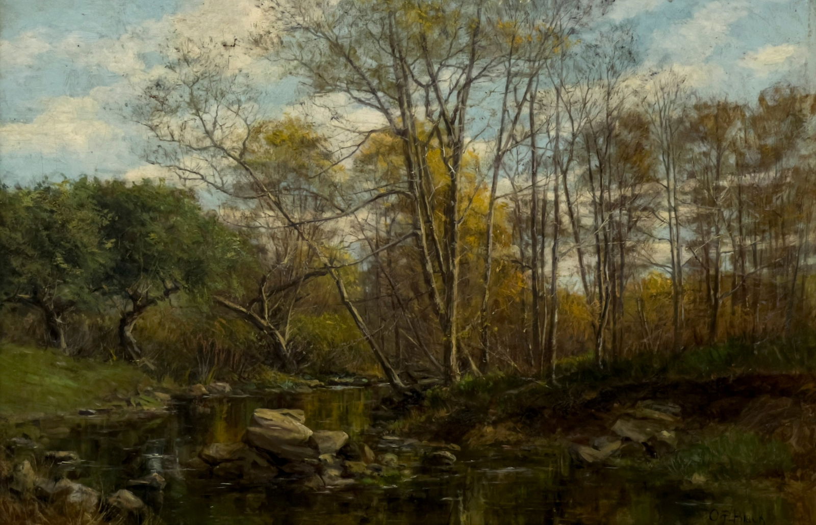 Olive Parker Black - Untitled (Wooded Stream): Lot 232 Olive Parker Black American (1868-1948) Untitled (Wooded Stream) oil on panel signed lower right 16 x 24 inches overall dimensions: 22 1/4 x 30 1/4 x 3 inches, wood frame Provenance: From a Gr