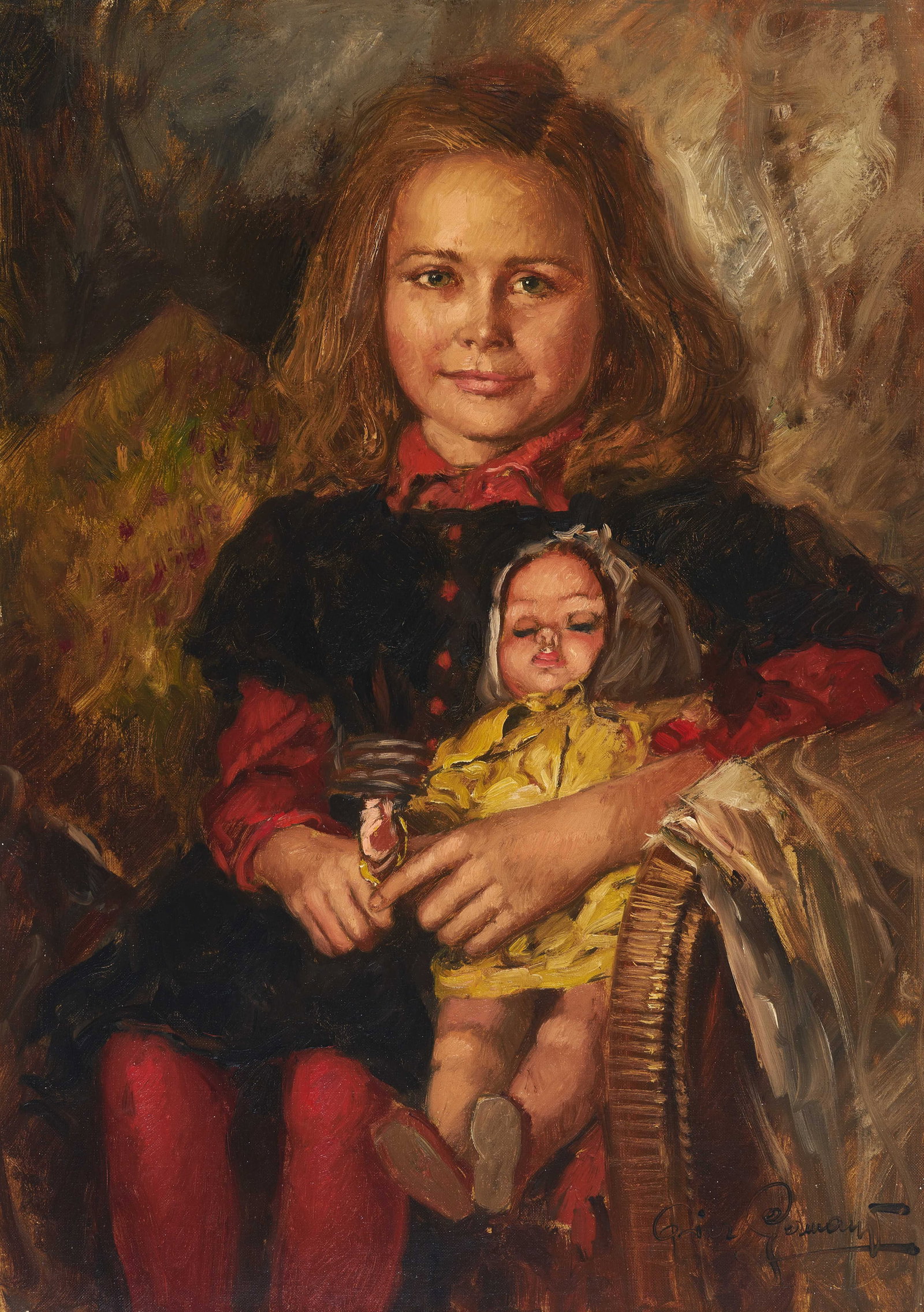 Pier Germani - My Doll: Lot 248 Pier Germani Italian (20th Century) My Doll oil on canvas (unstretched) signed lower right 28 1/2 x 20 3/4 inches unframed Provenance: Purchased from Arnot Gallery