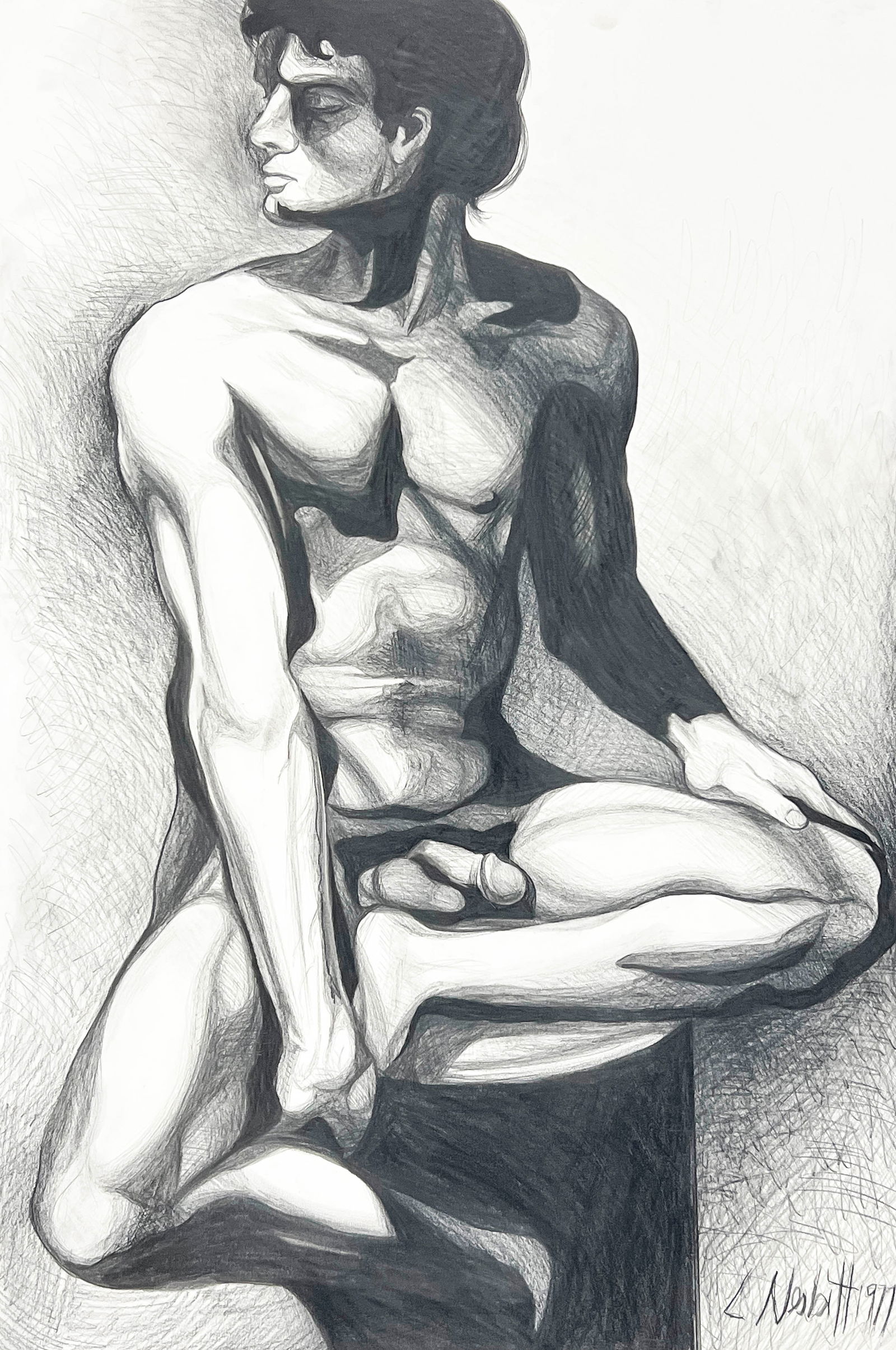 Lowell Nesbitt - Untitled (Nude): Lot 295 Lowell Nesbitt American (1933-1993) Untitled (Nude) (1977) graphite on artist's board signed lower right 44 x 30 inches unframed Provenance: From the Estate of Lowell Nesbitt