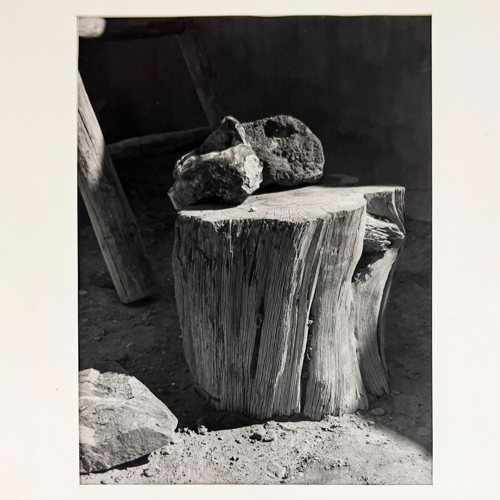 Todd Webb - At Georgia O'Keeffe's Abiquiú House (Tree Stump) (1 of 3)