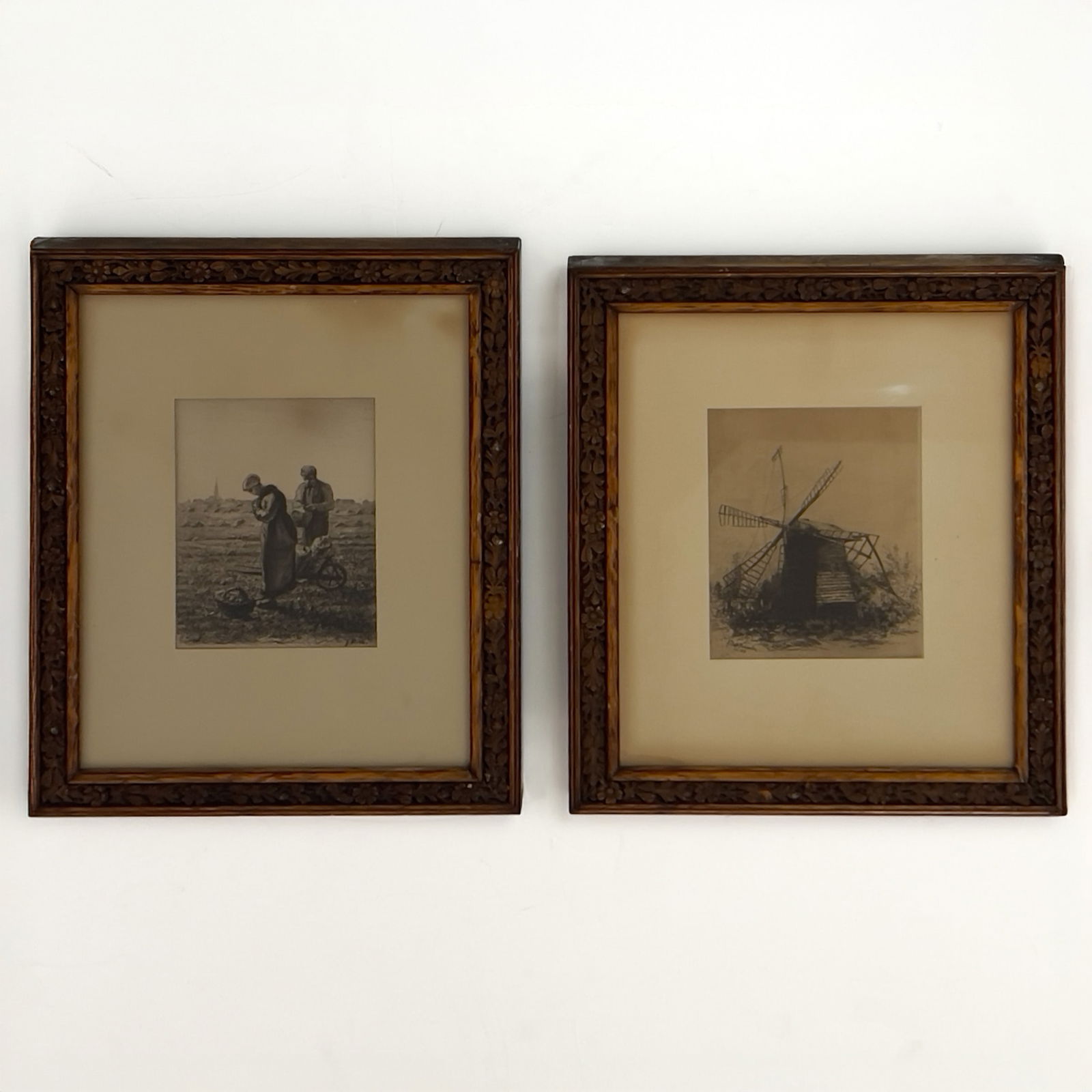 Fredrick DeBourg Richards & Jean-François Millet - Two Prints in Matching Frames (1 of 6)