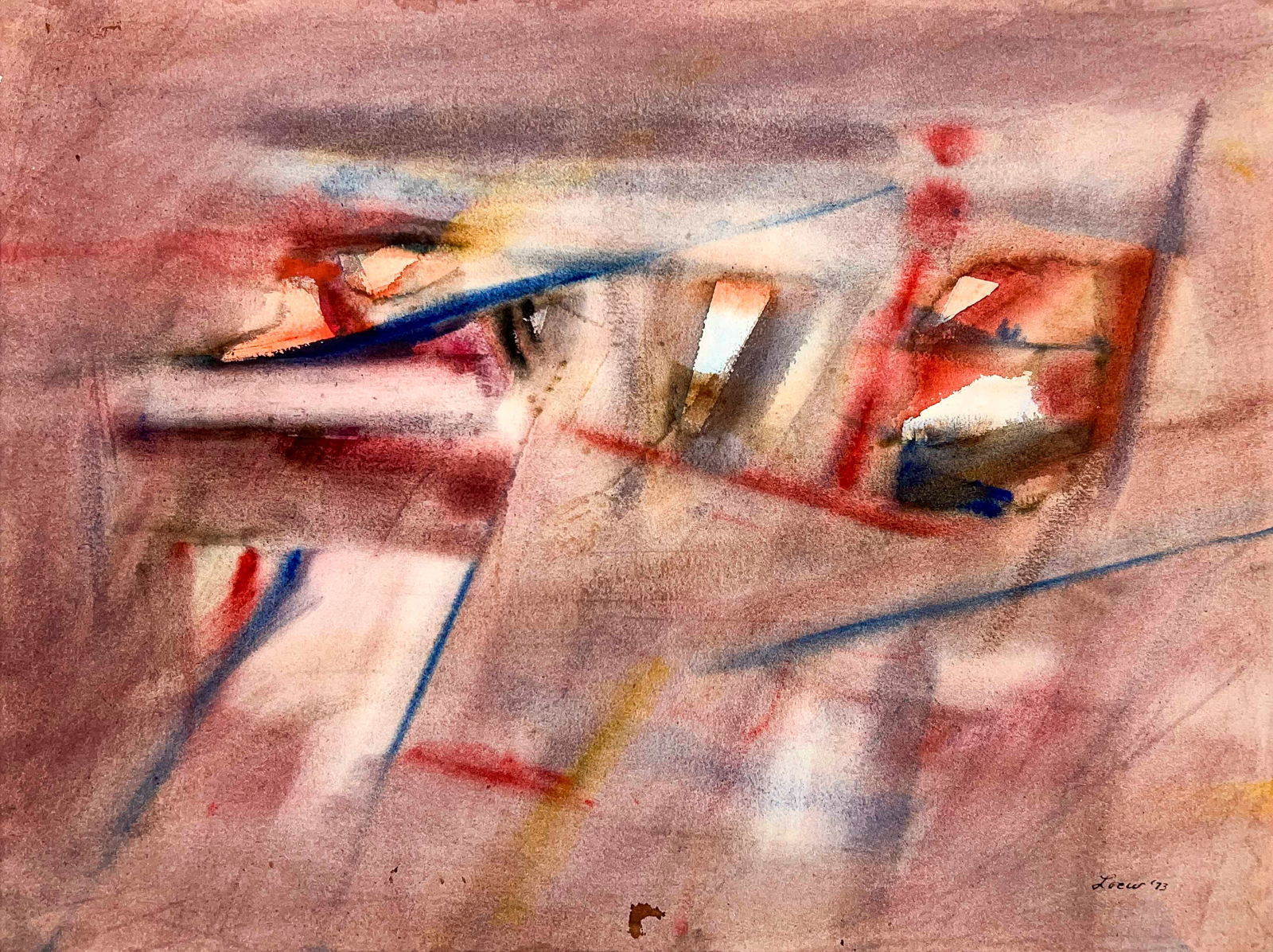 Michael Loew - Untitled (Abstract Composition in Red and Blue): Lot 142 Michael Loew American (1907-1985) Untitled (Abstract Composition in Red and Blue) (1973) watercolor on paper signed lower right 18 x 24 inches unframed Provenance: From a Private Collection, b