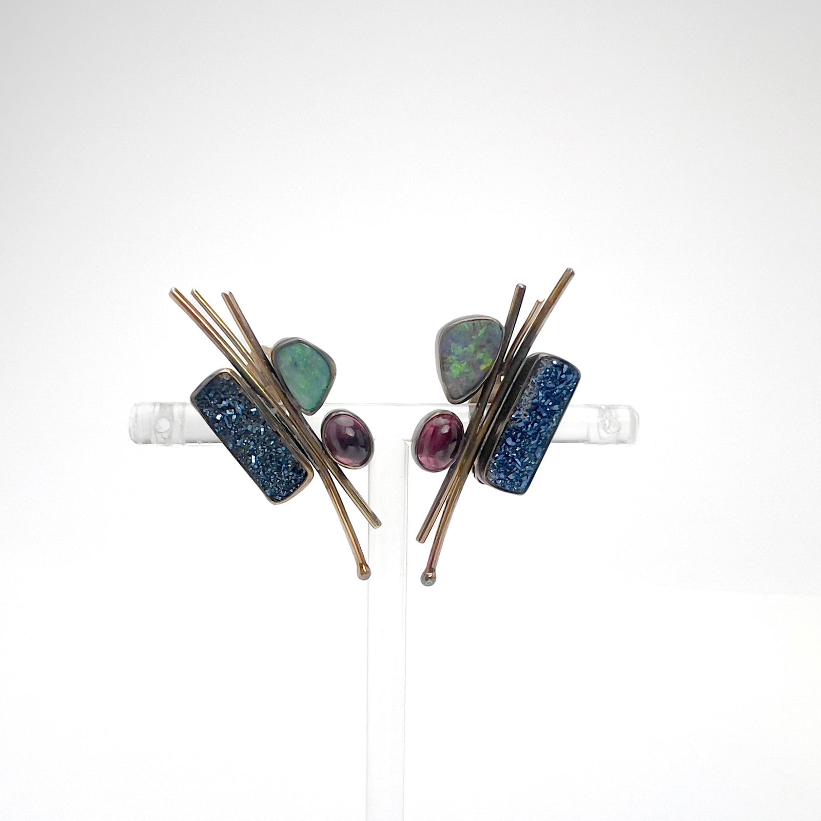 Jennifer Kalled - Opal, Tourmaline and Quartz Gold Earrings (1 of 3)