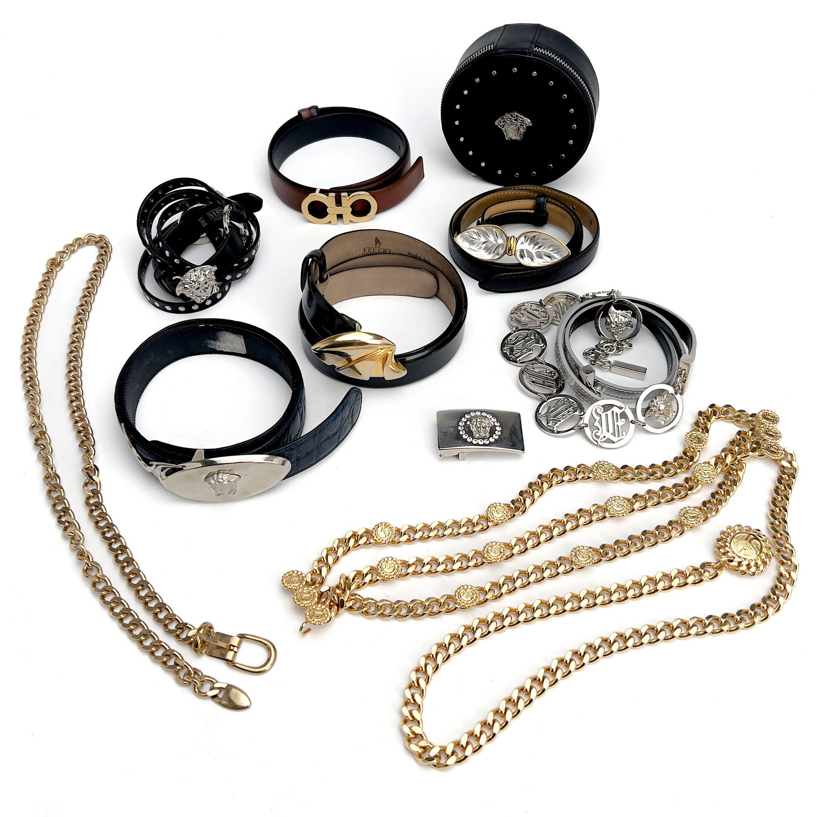 Versace, Ferragamo, Lalique, and Others - Designer Belts, Group of 8 (1 of 4)