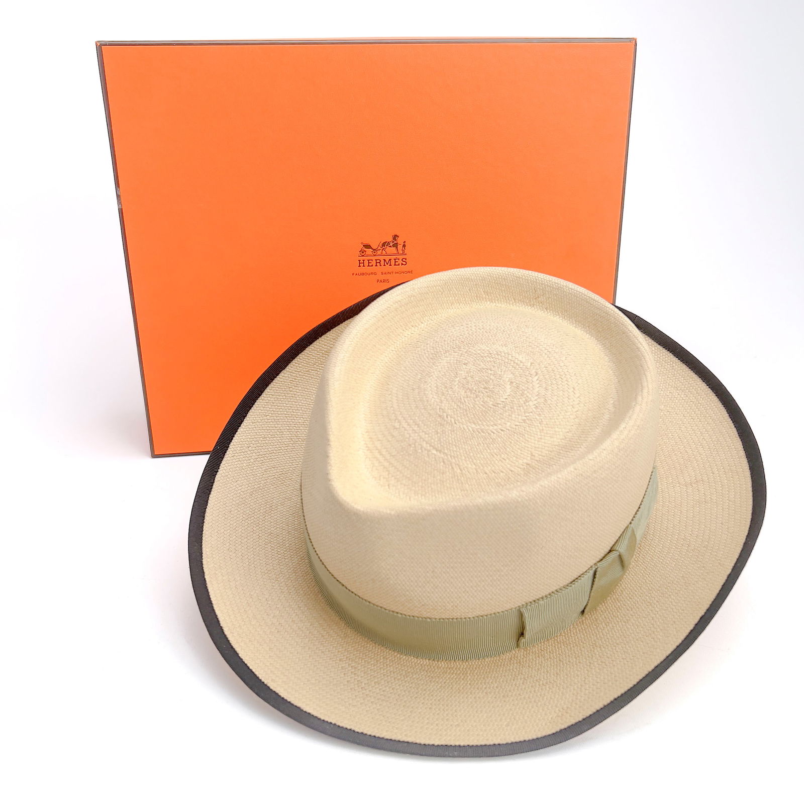 Hermès - Panama Hat: Lot 83 Hermès French Manufacturer (Founded 1837) Panama Hat panama Hermès Panama hat, size 58, with original box with label to interior height: 4 1/2 inches diameter: 6 3/4 inches Additiona