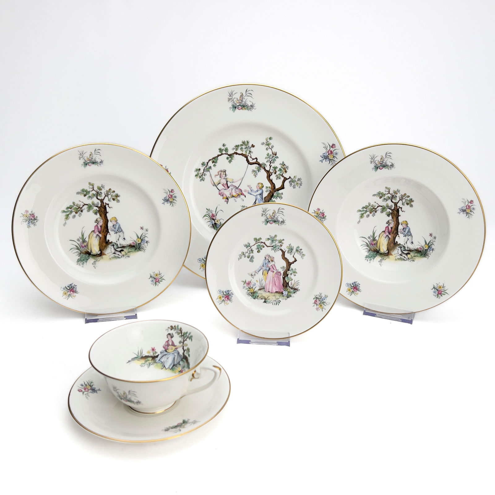 Royal Worcester - Watteau Porcelain Near Service for 12 (1 of 5)