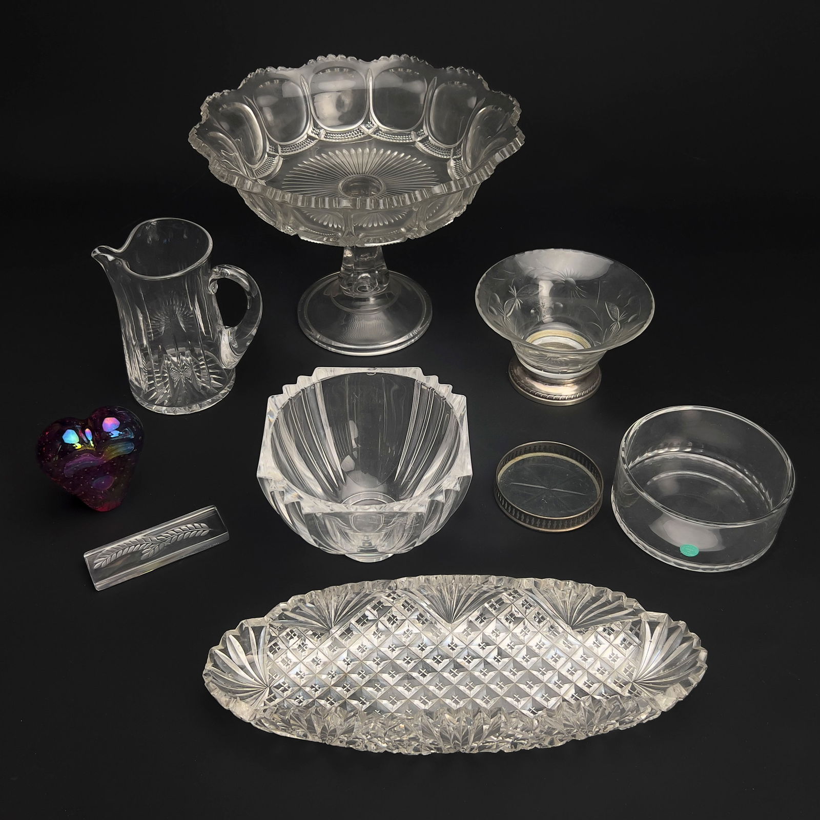 Glass Compote and Additional Glass Decor, Group of 9 (1 of 5)
