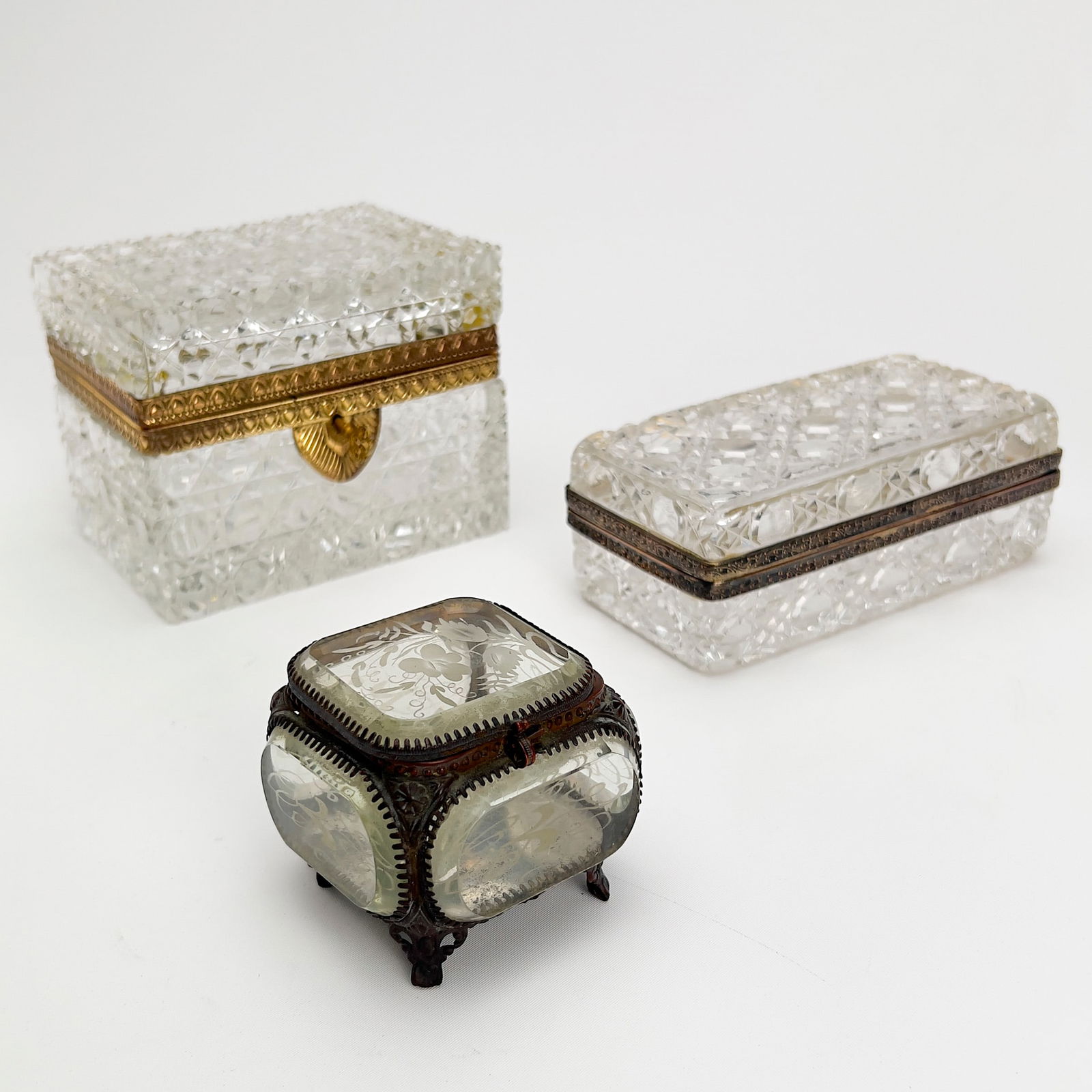 Three French Crystal Casket Boxes (1 of 4)