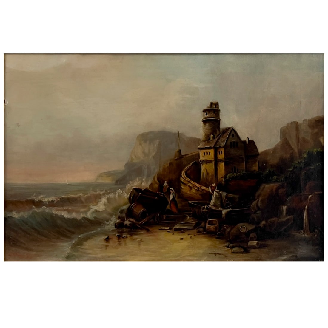 After Claude-Joseph Vernet - Untitled (Seaside Village): Lot 11 After Claude-Joseph Vernet French (1714-1789) Untitled (Seaside Village) (Late 19th Century) oil on canvas A painting of an 18th century European Seaside village, with a Claude-Joseph Vernet pl