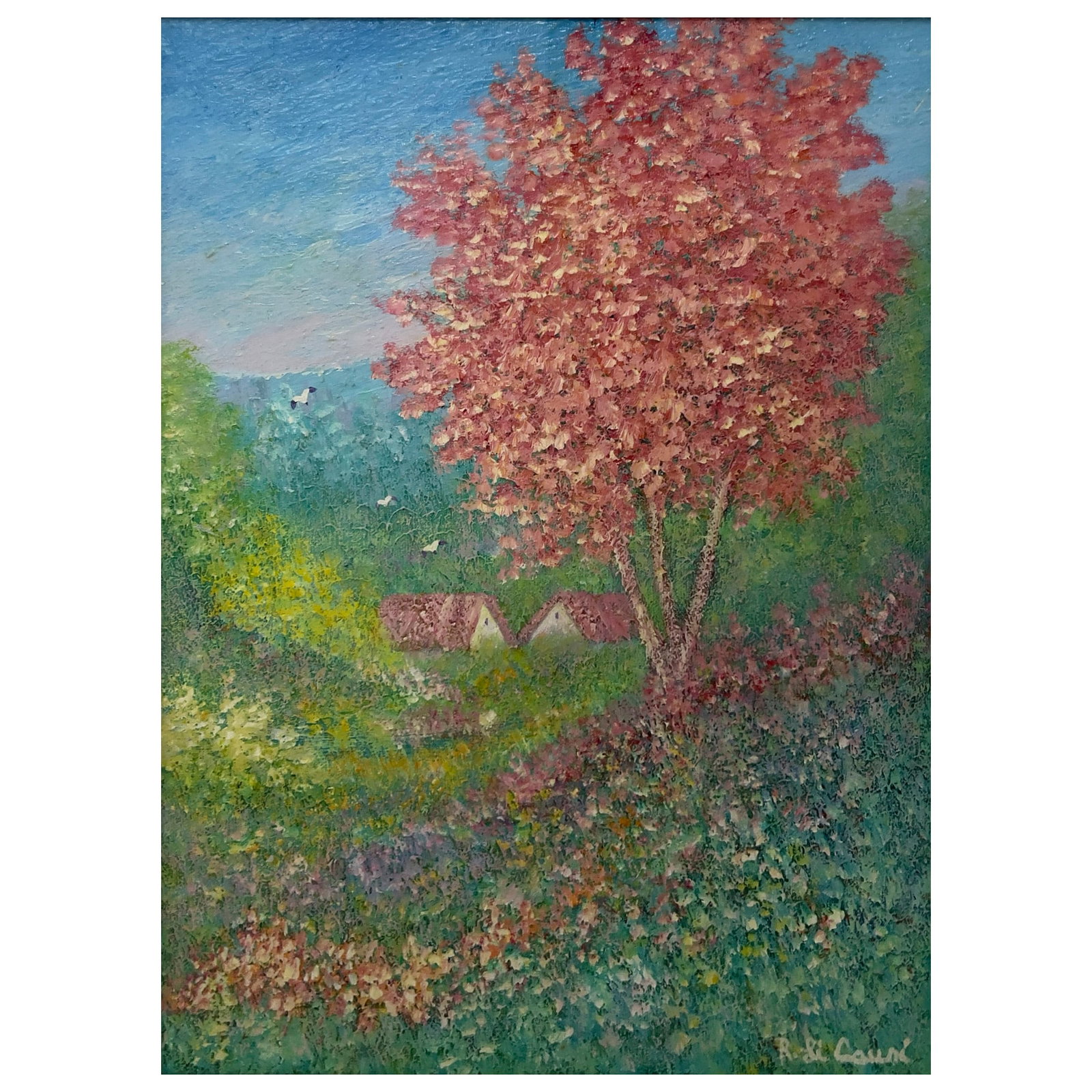 Rino Li Causi - Case Coliniche (Farmhouses): Lot 42 Rino Li Causi Italian/American (b. 1943) Case Coliniche (Farmhouses) oil on canvas signed lower right 15 3/4 x 11 3/4 inches Silvered wood frame with glazing: 23 x 20 x 2 inches. Provenance: Fr