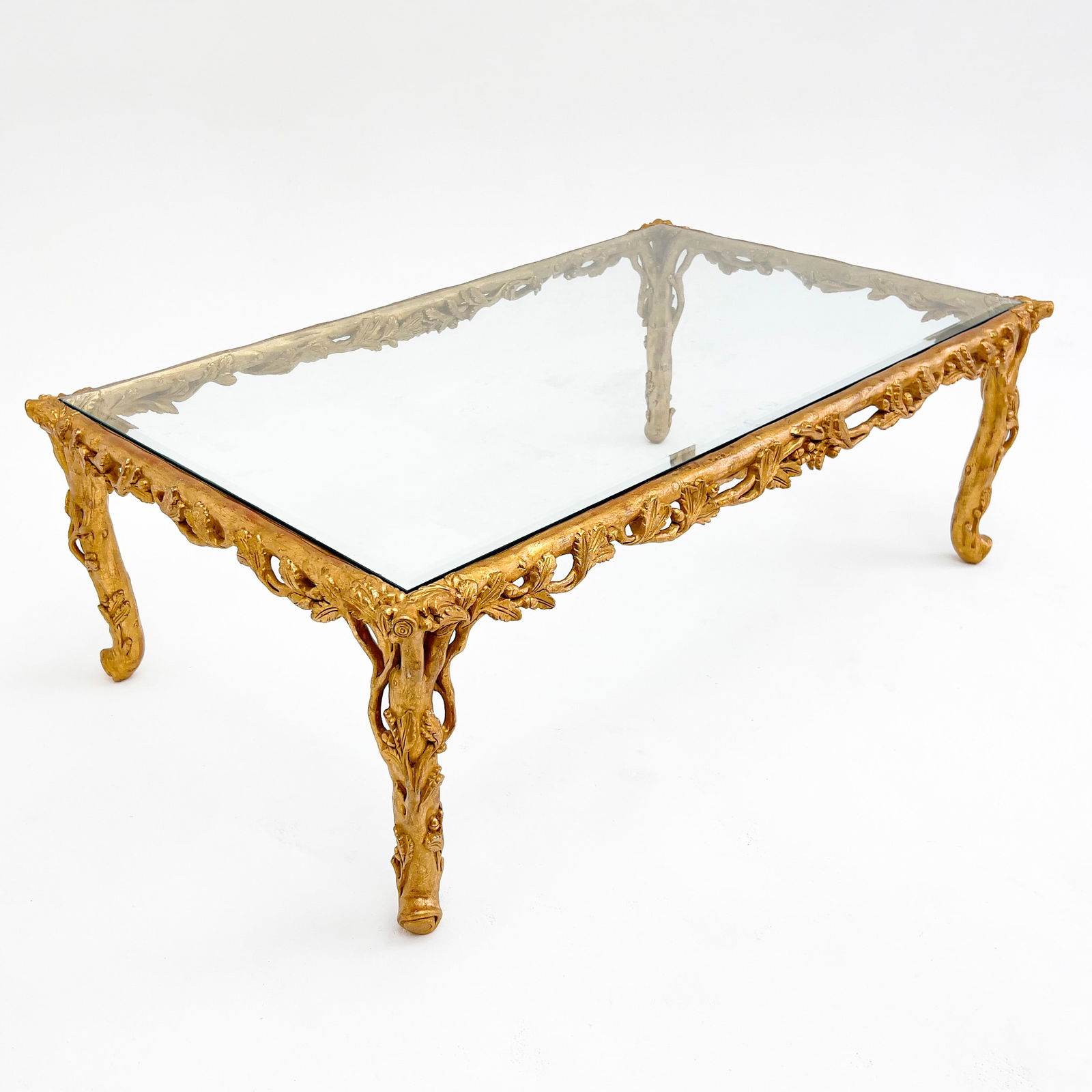 An Italian Rococo Style Faux Bois Gilt Wood Coffee Table (1 of 4)